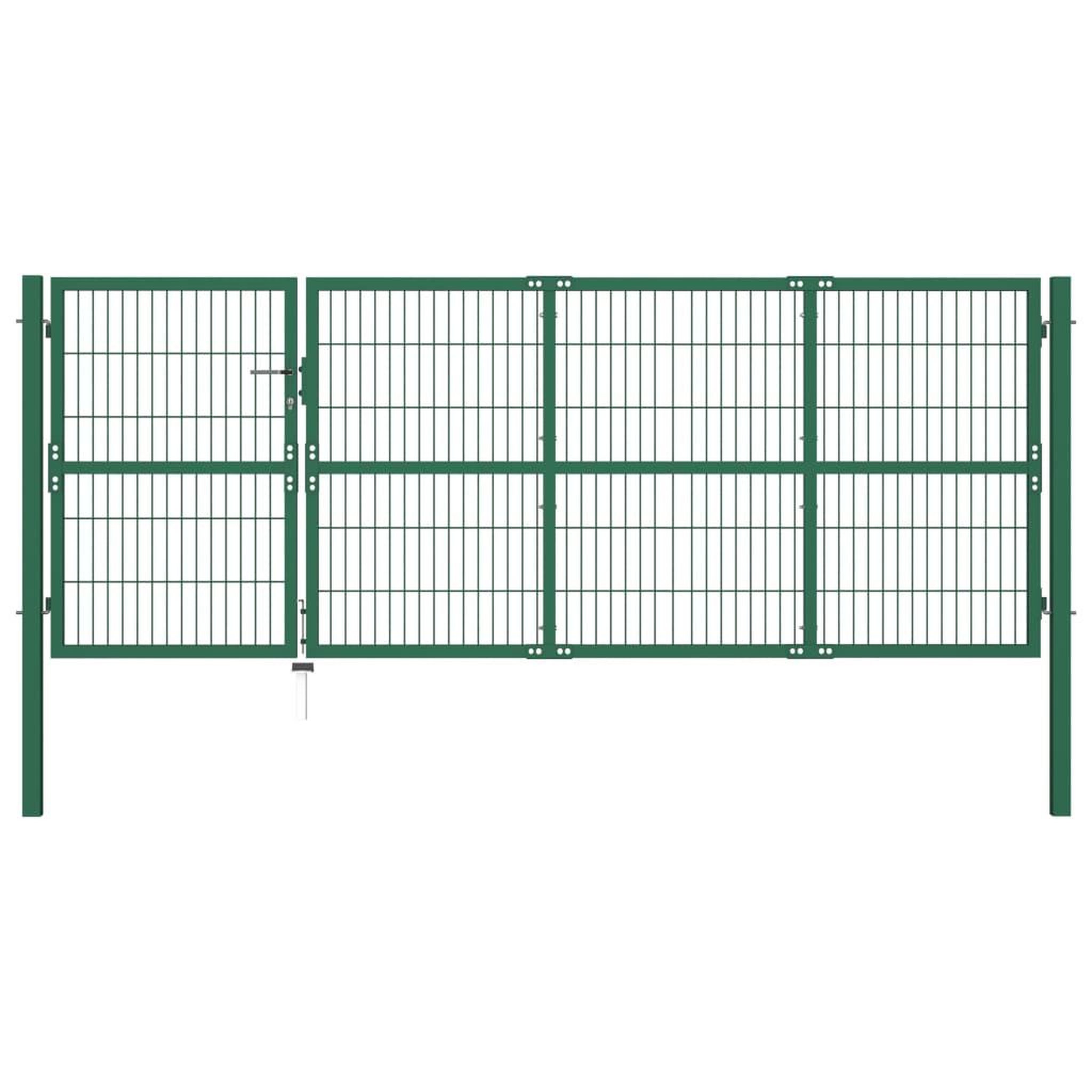 Voir la diapositive 1 : VIDAXL Portail de cloture de jardin avec poteaux 350x120 cm Acier Vert