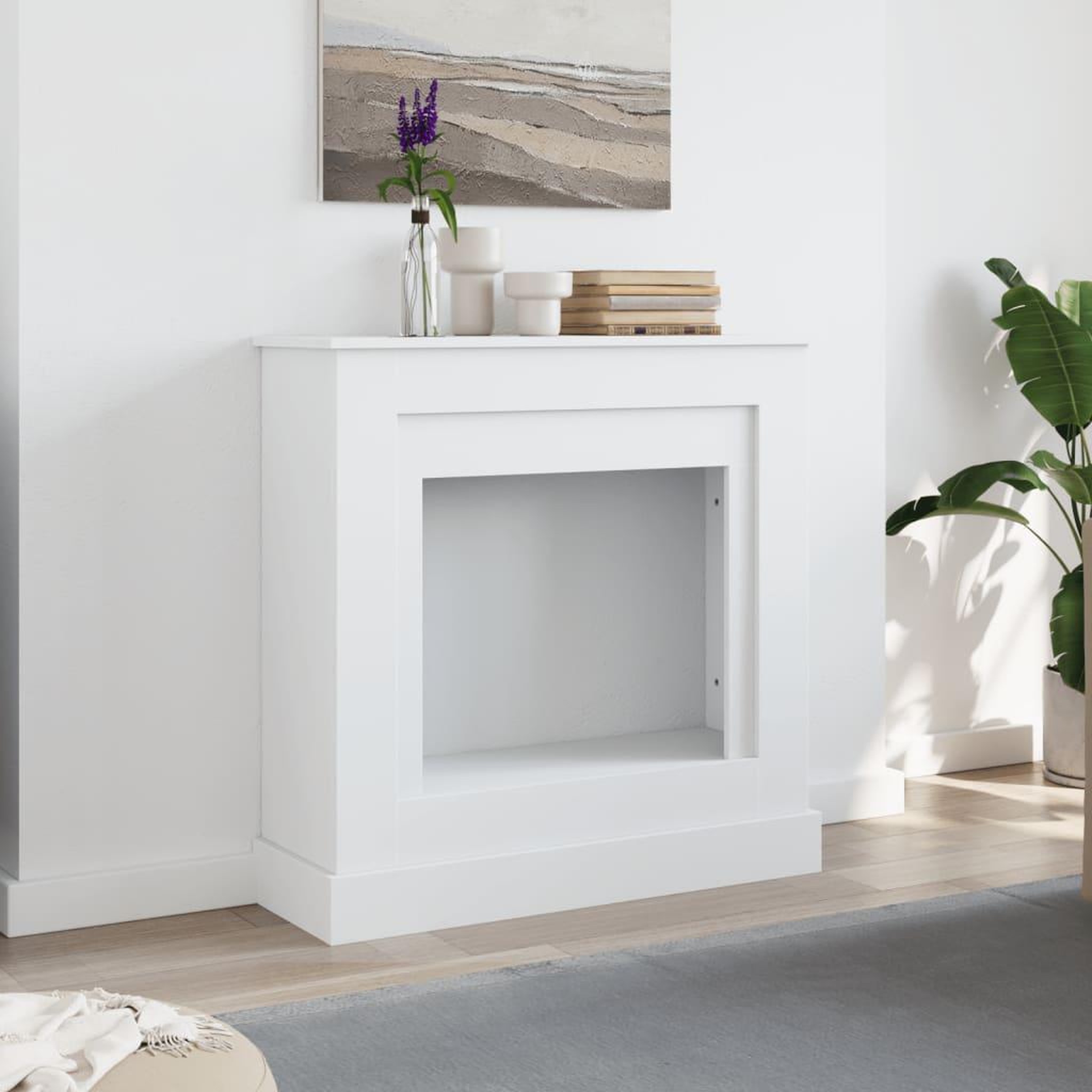 Voir la diapositive 3 : VIDAXL Cadre de cheminee blanc 90x30x90 cm bois d'ingenierie