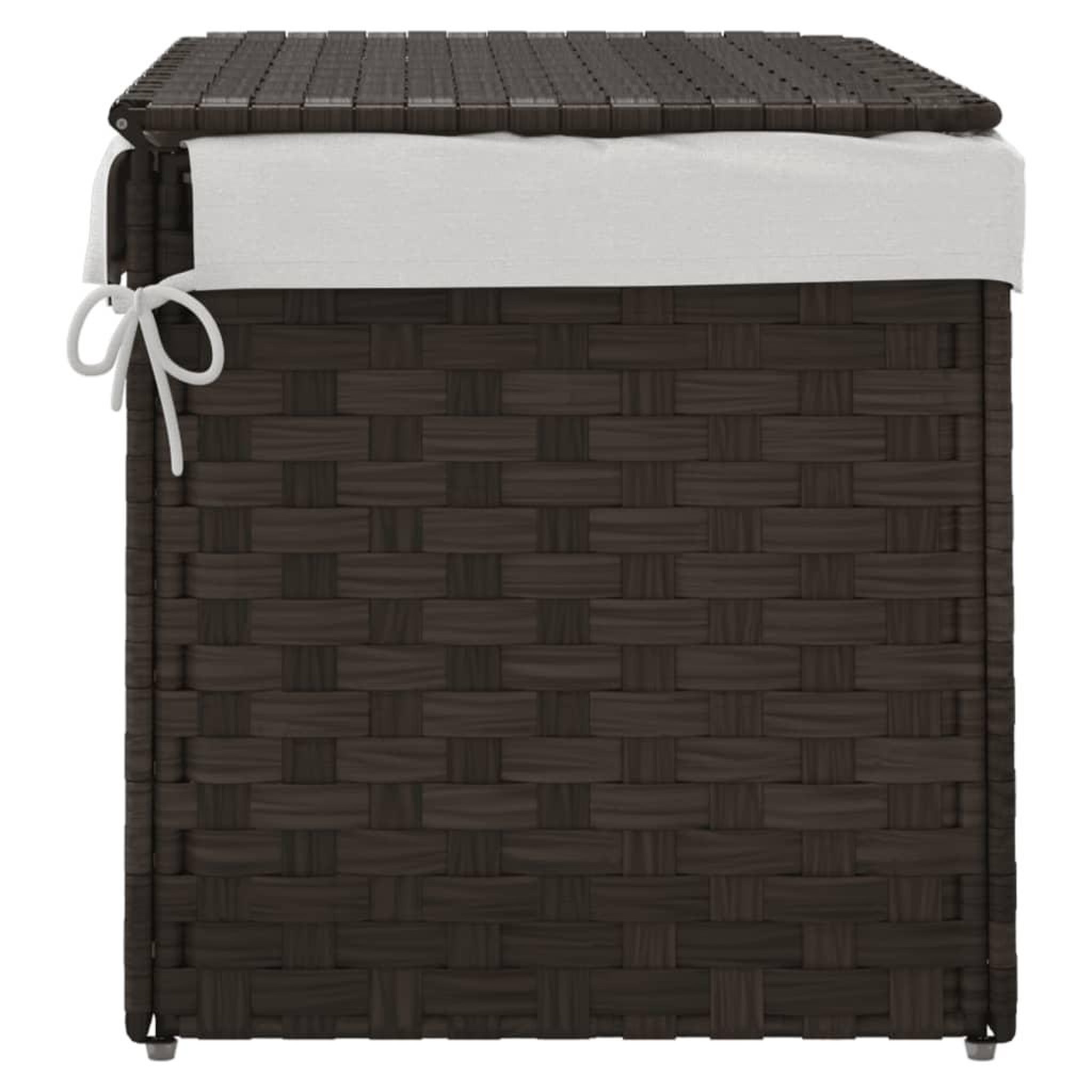 Voir la diapositive 5 : VIDAXL Panier a linge avec couvercle marron fonce resine tressee
