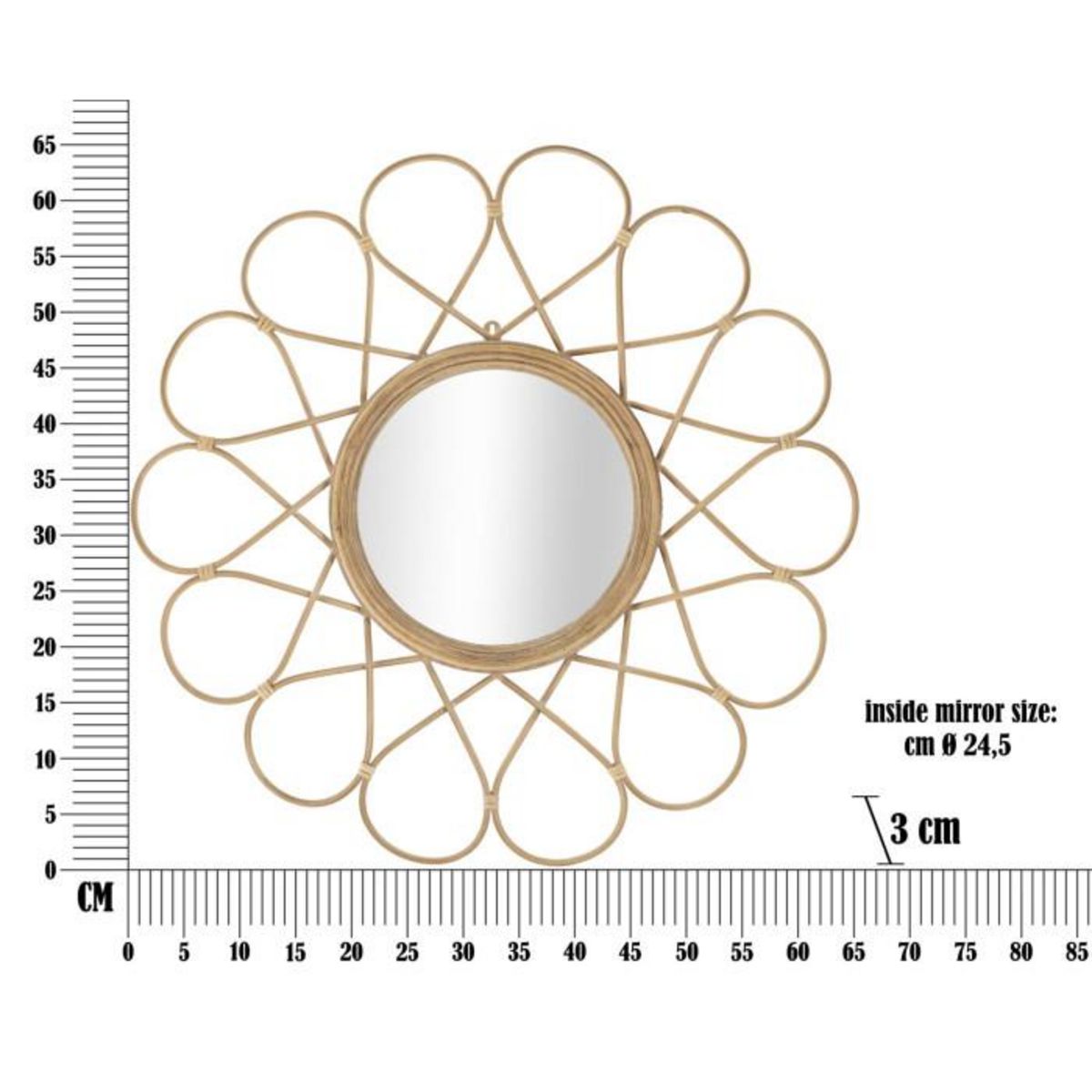 Paris Prix Miroir Mural Déco  Almeria  65cm Naturel