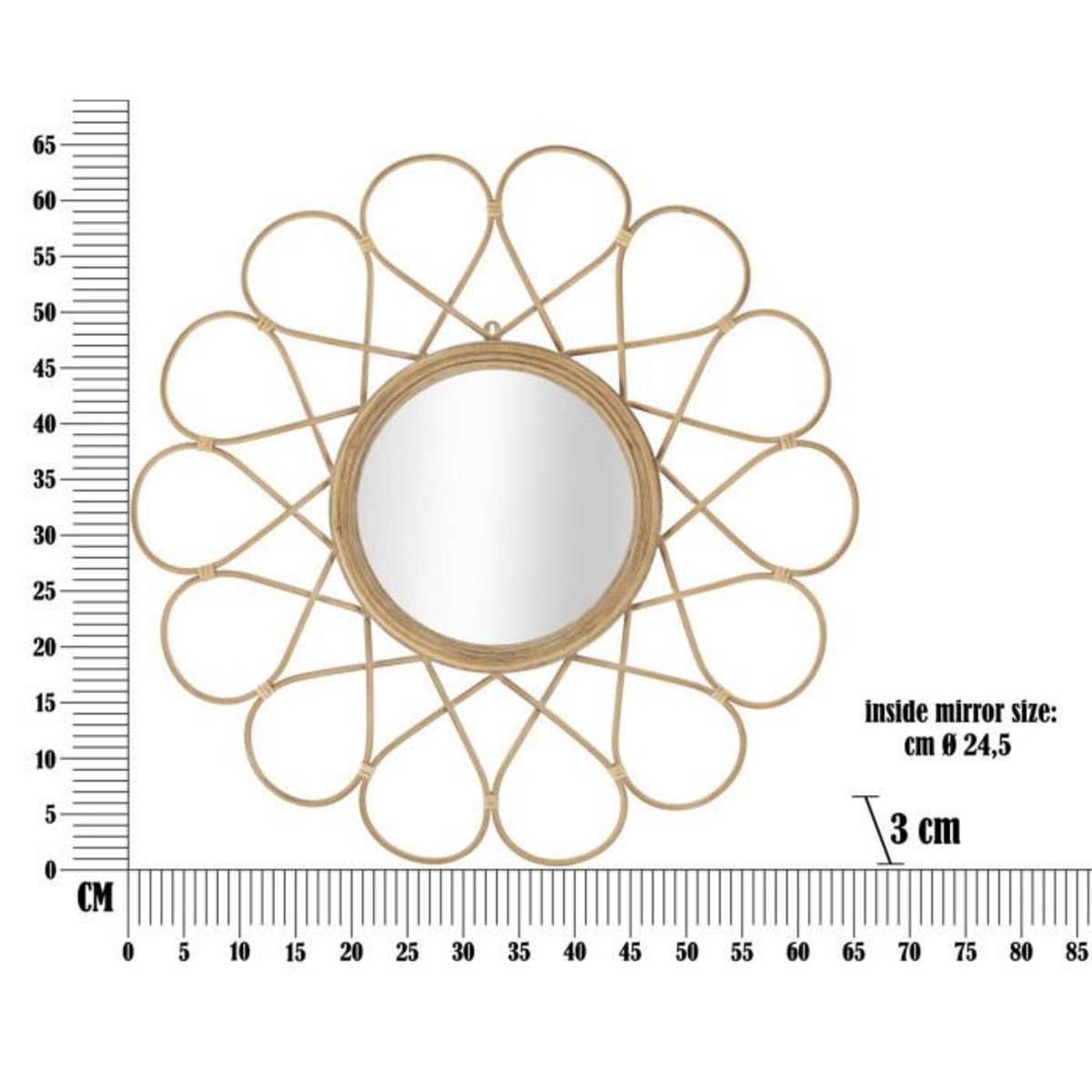 Paris Prix Miroir Mural Déco  Almeria  65cm Naturel