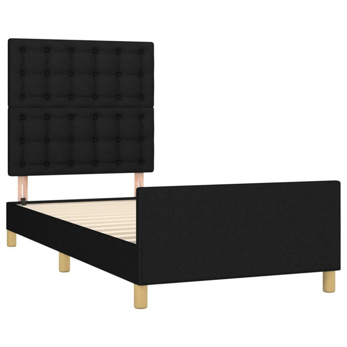 VIDAXL Cadre de lit sans matelas avec tete de lit noir 80x200 cm tissu