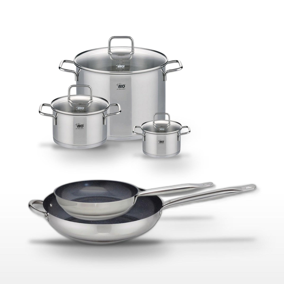 ELO Lot Poêles 24/32cm & Faitouts 14/20/26cm Elo Profi Therm Platinum