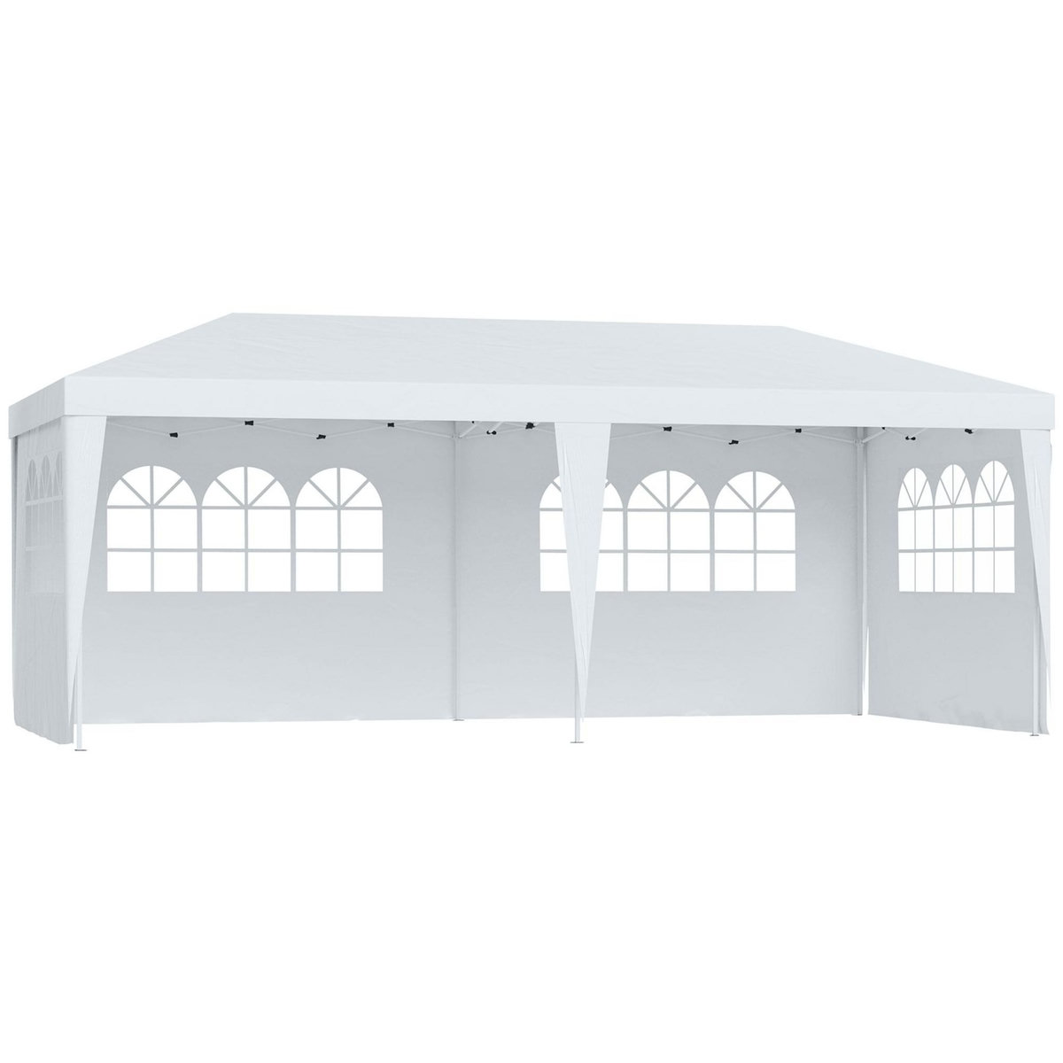 HOMCOM Tonnelle pliante - tente de réception - 3 x 6 m - pavillon chapiteau barnum - 3 cotés démontables - piquets d'ancrage au sol + sac de transport inclus blanc