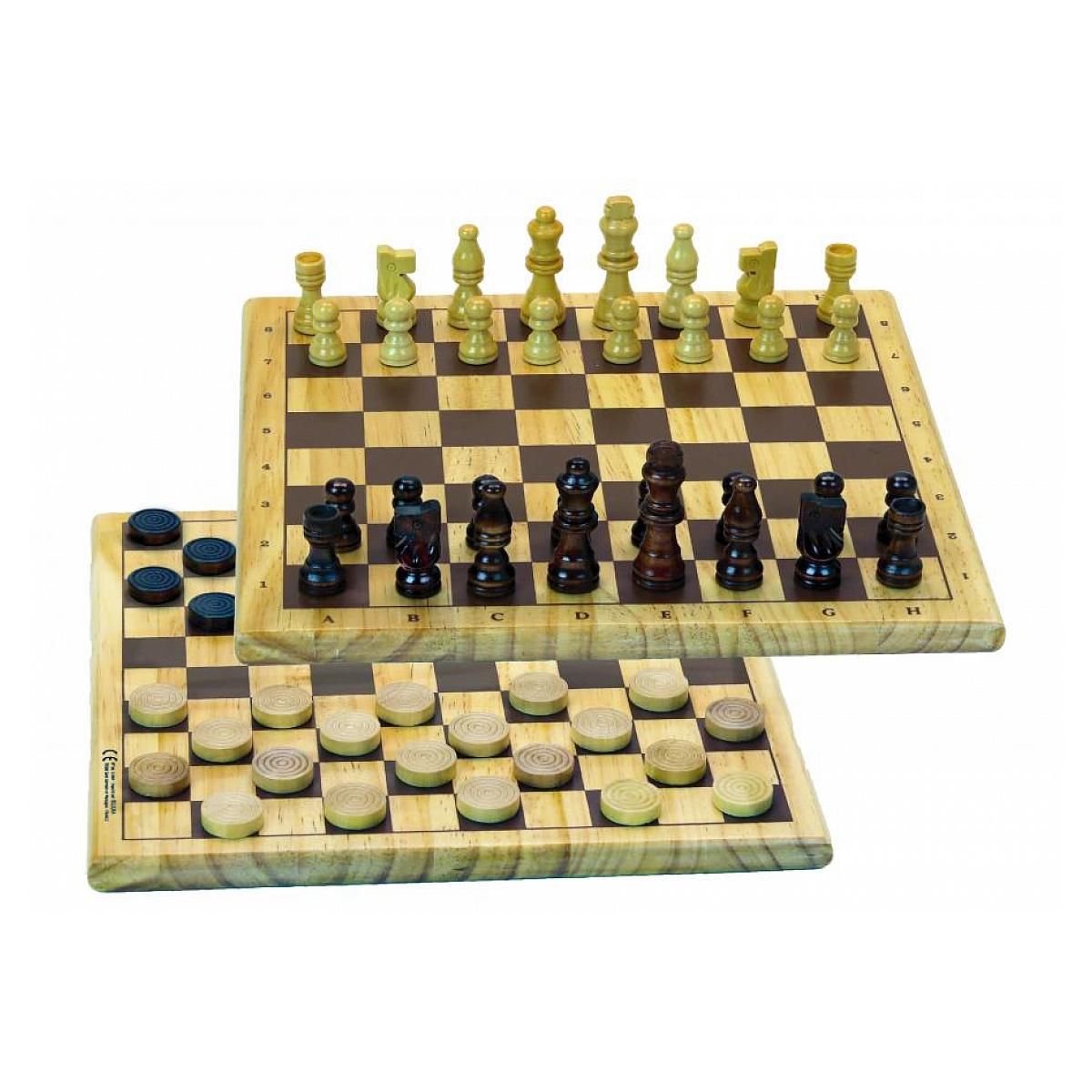 JeuJura Jeux de Dames et d'Échecs en Bois avec Plateau Réversible