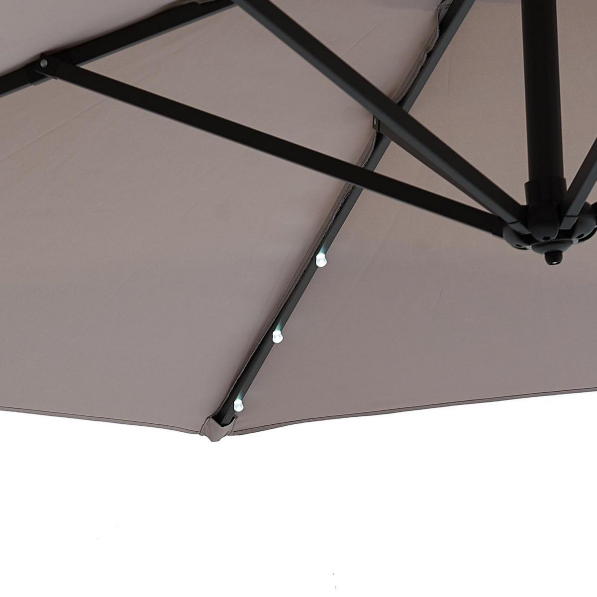 Parasol déporté à LED diam 3m gris clair UMBERTO