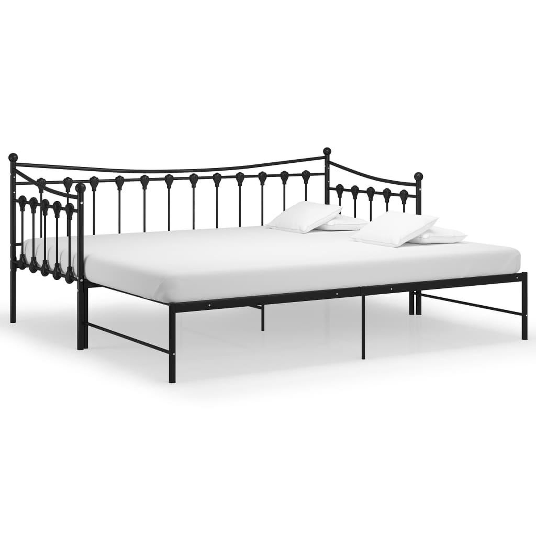 Voir la diapositive 2 : VIDAXL Cadre de canape-lit extensible sans matelas Noir Metal 90x200cm