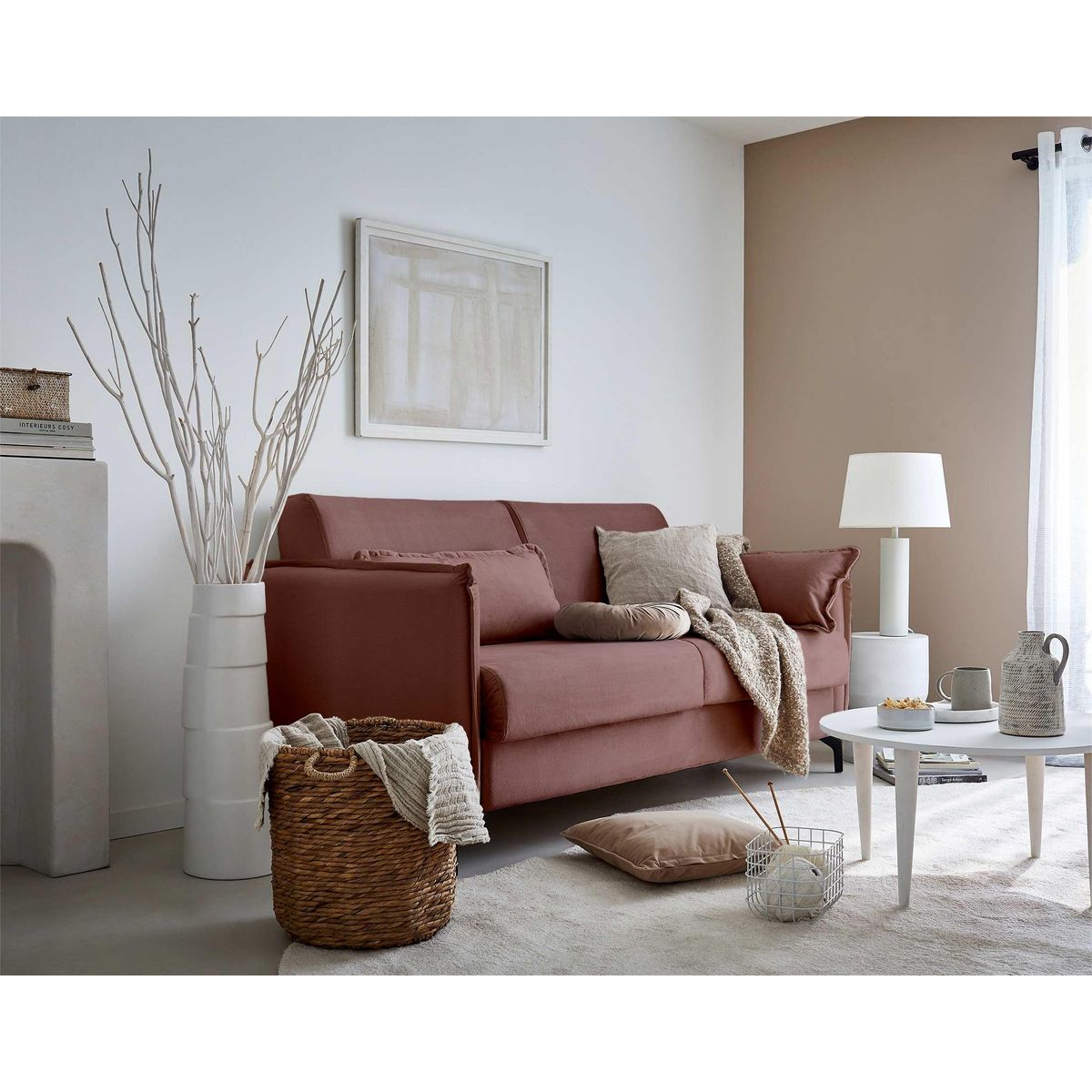 LISA DESIGN Agate - canapé 3 places convertible - couchage quotidien - matelas 14 cm - en velours