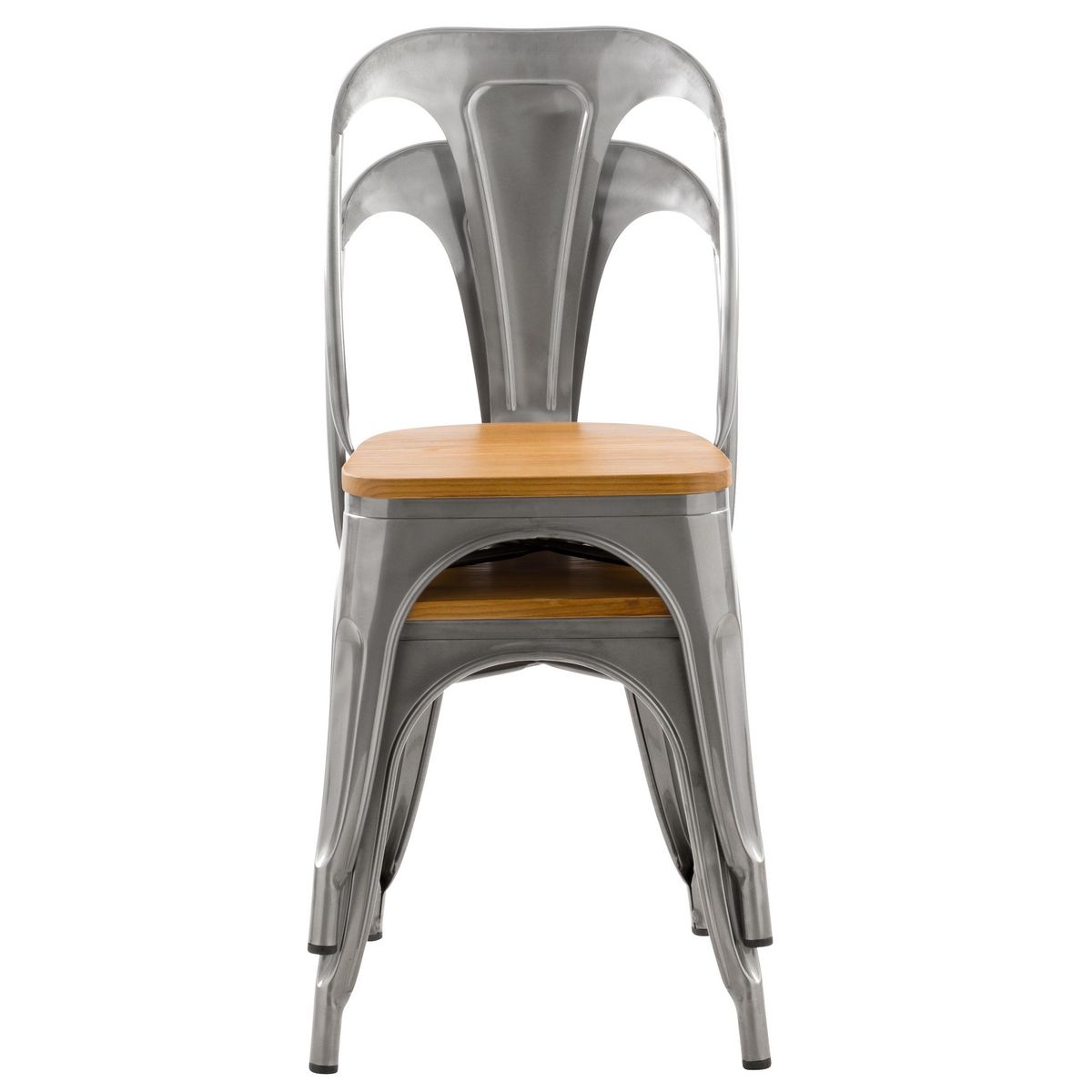 Rendez vous déco Lot de 2 chaises en métal noir et bois d'orme - Yoanna