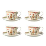 Paris Prix Lot de 4 Tasses à Thé & Sous-Tasses  Casse-Noisette  22cl Blanc