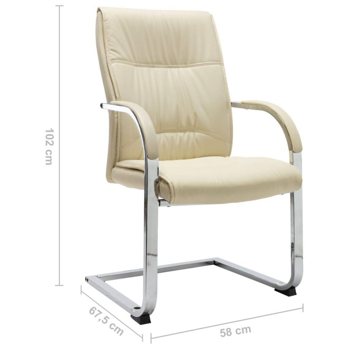 VIDAXL Chaise de bureau cantilever Creme Similicuir