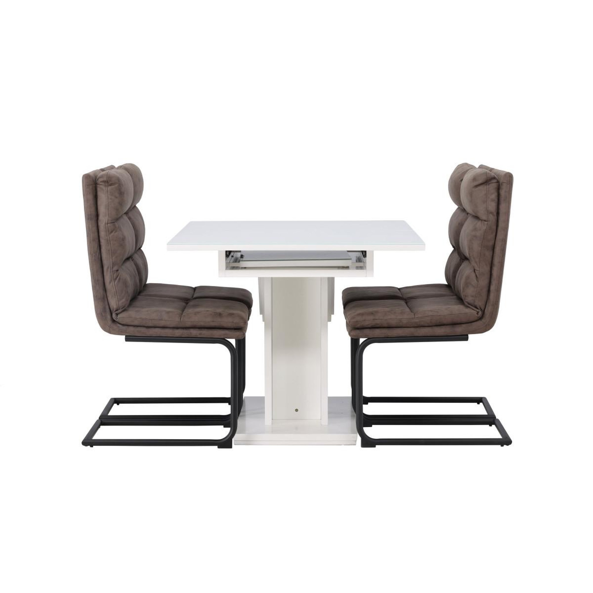 Voir la diapositive 3 : Paris Prix Ensemble table à manger extensible & 4 chaises  pluto & zizo  160cm blanc & marron