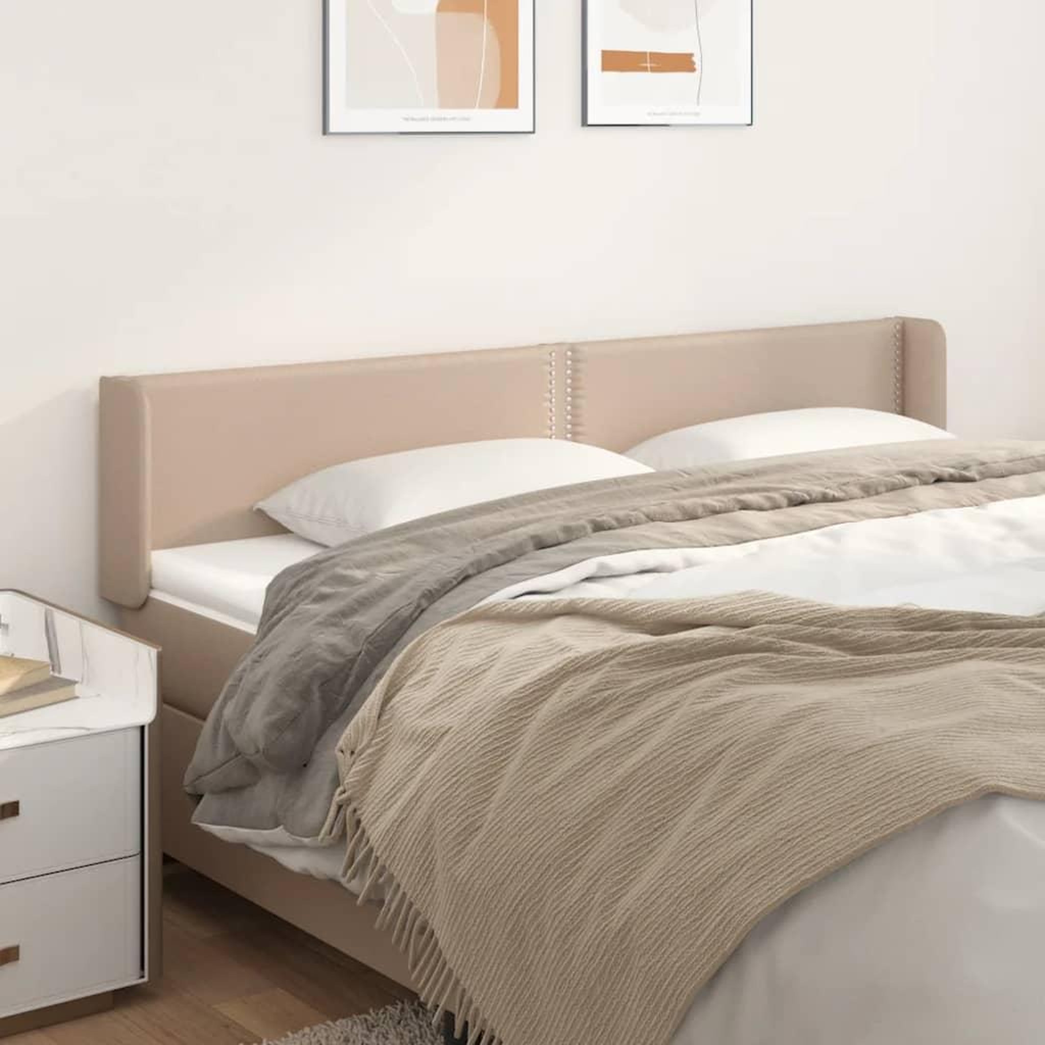 Voir la diapositive 1 : VIDAXL Tete de lit avec oreilles Cappuccino 203x16x78/88 cm Similicuir