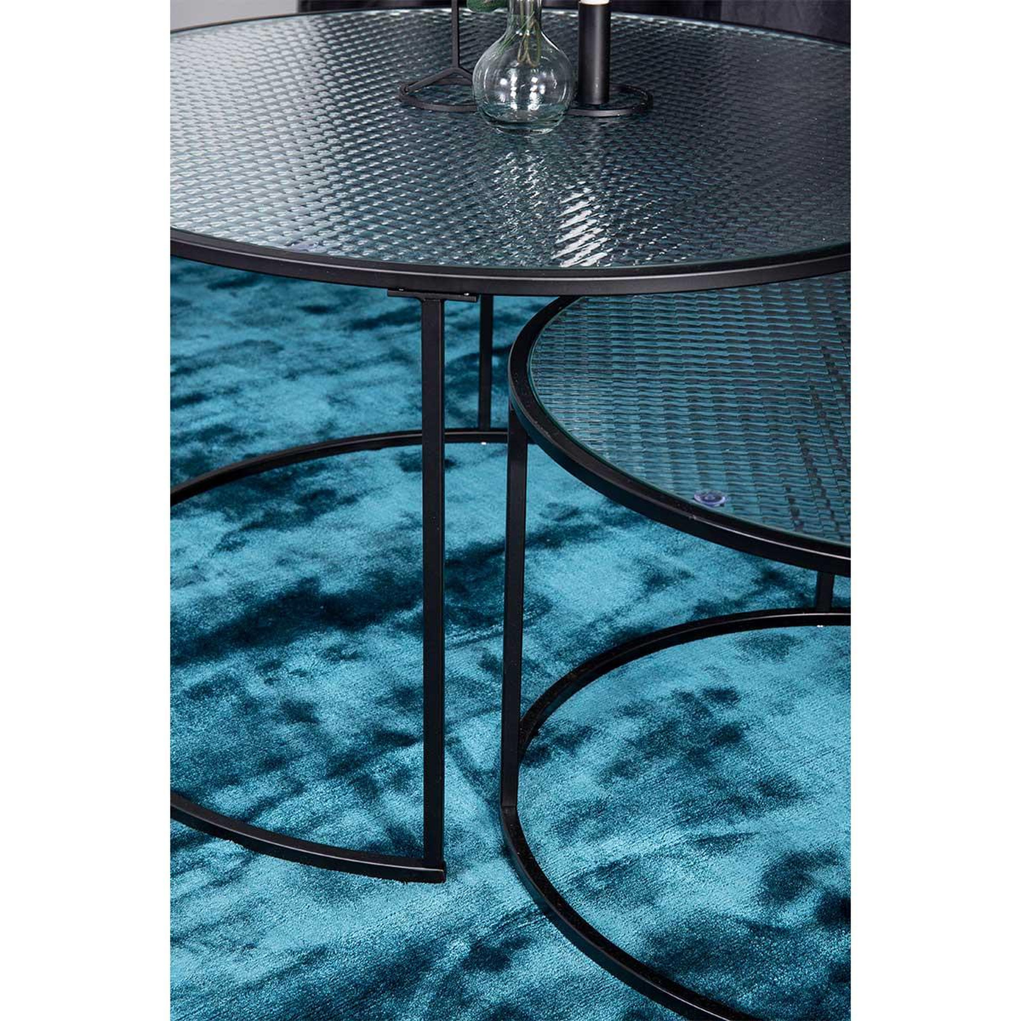 Voir la diapositive 5 : Paris Prix Lot de 2 tables basses gigognes en verre  twin  79cm noir