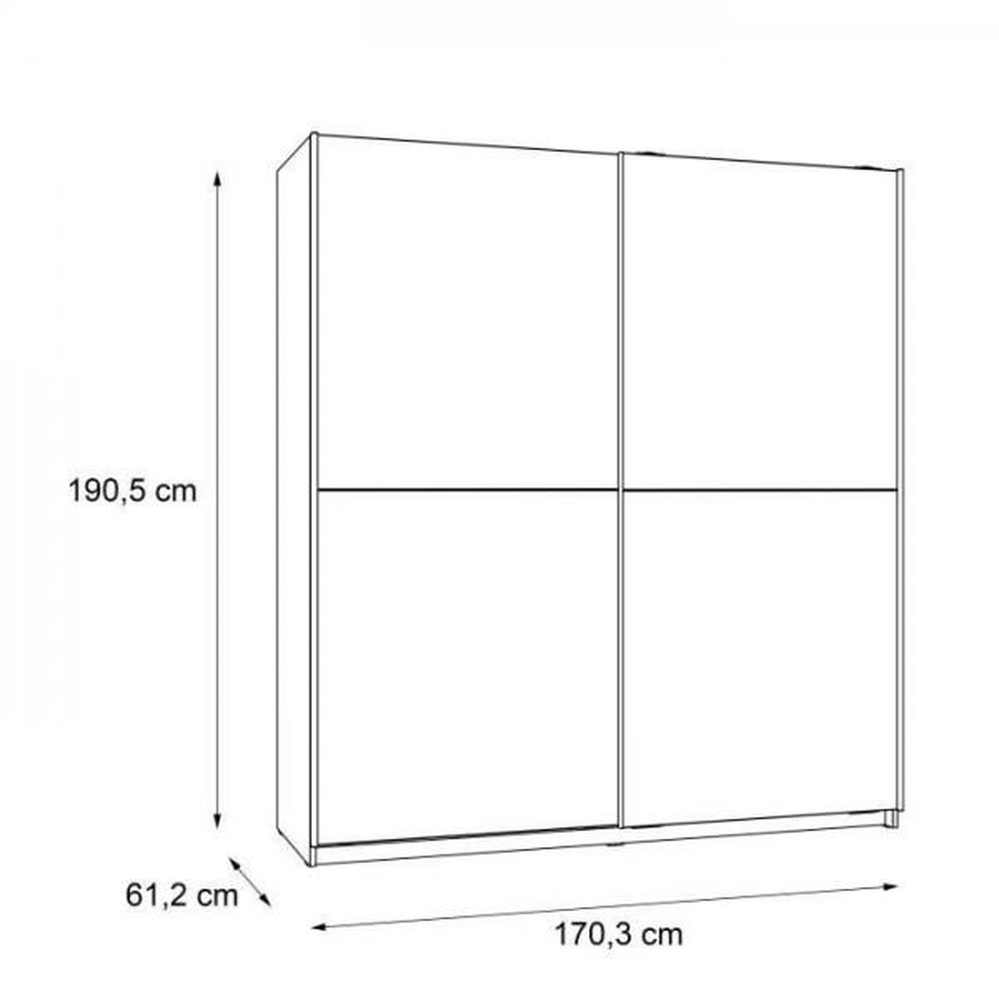 Voir la diapositive 6 : MARKET24 Armoire 2 portes coulissantes - Panneaux de particules - Décor chene cendré clair - L 170,3 x P 61,2 x H 190,5 cm - ULOS