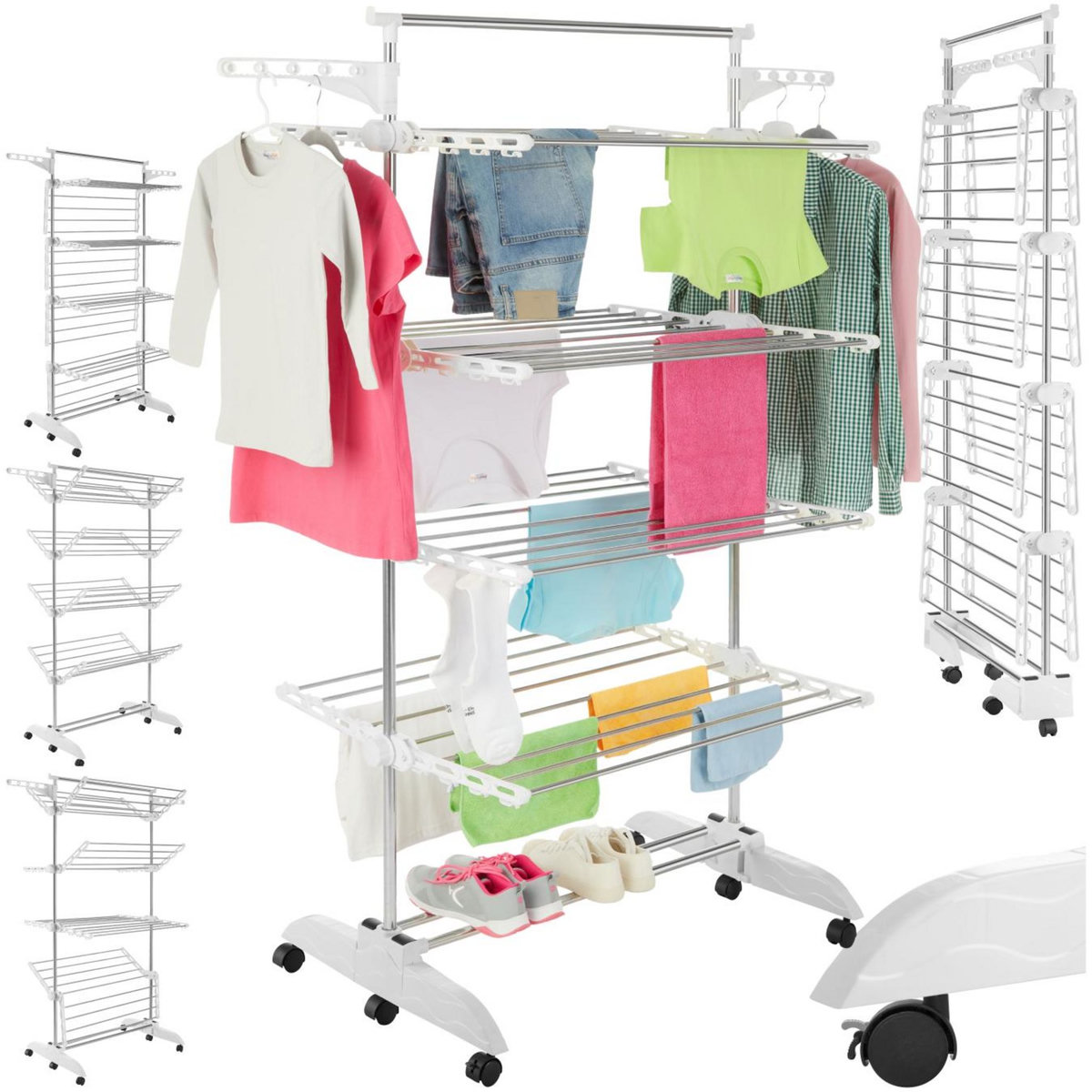 tectake Séchoir tour pliable blanc/gris chrome