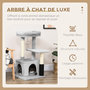 Voir la diapositive 4 : PAWHUT Arbre à chat griffoirs sisal naturel et massant grande niche plateforme panier jeu boule suspendue peluche gris