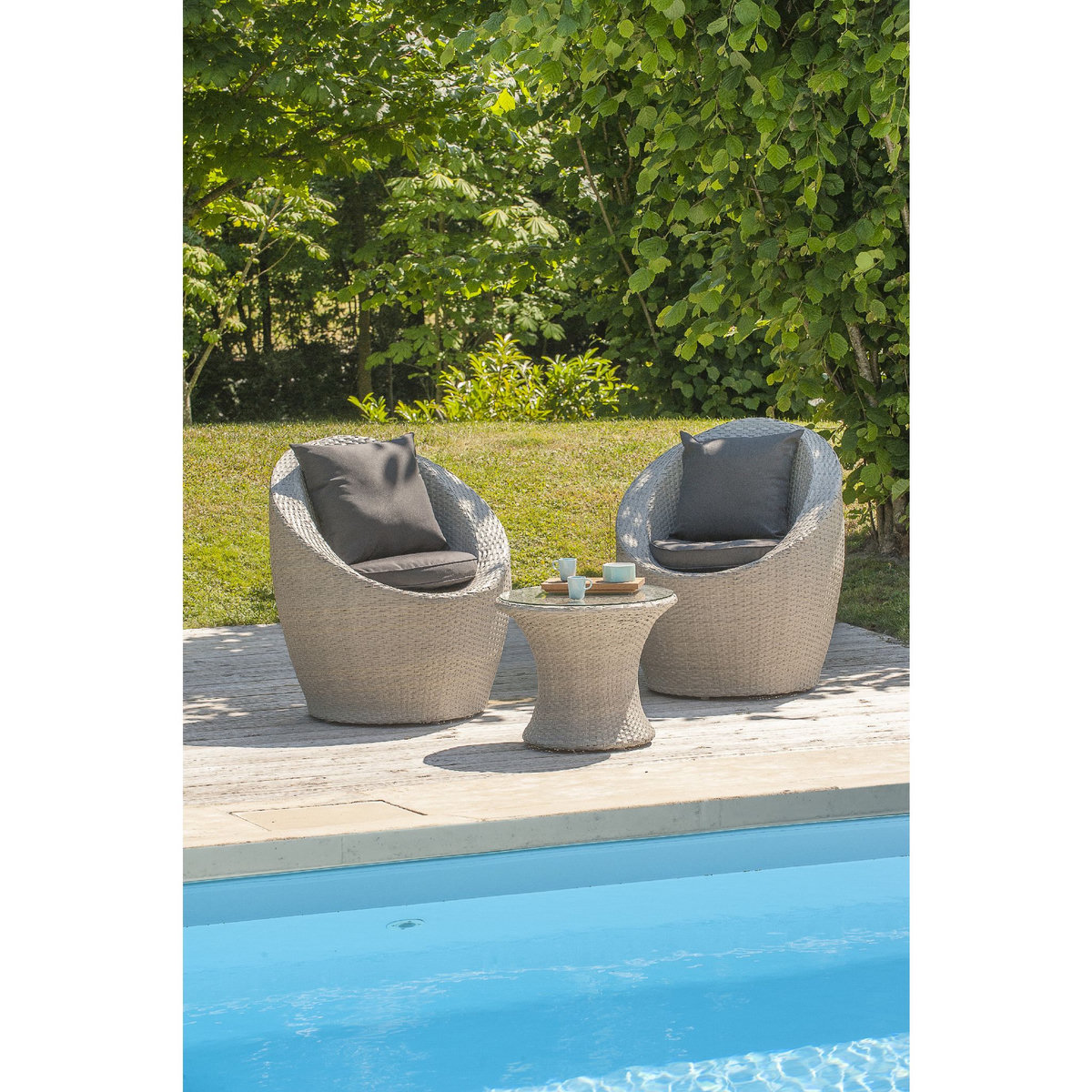 DCB GARDEN Salon de jardin 2 personnes TOTEM gris