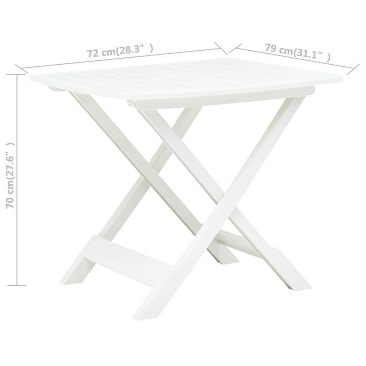 VIDAXL Table pliable de jardin Blanc 79x72x70 cm Plastique