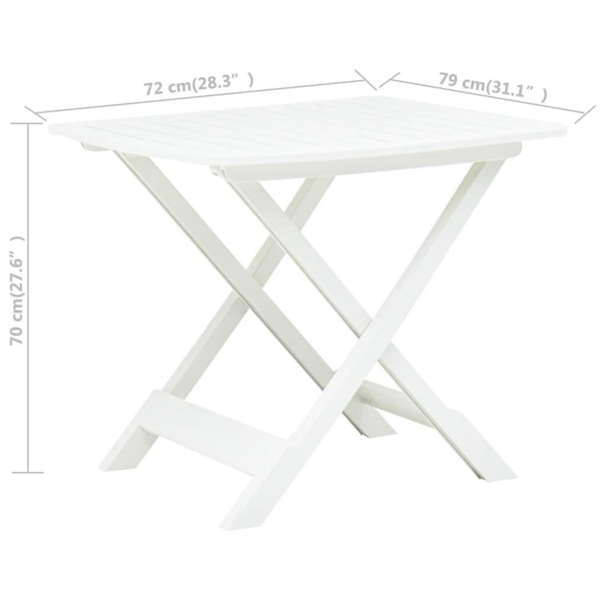 VIDAXL Table pliable de jardin Blanc 79x72x70 cm Plastique