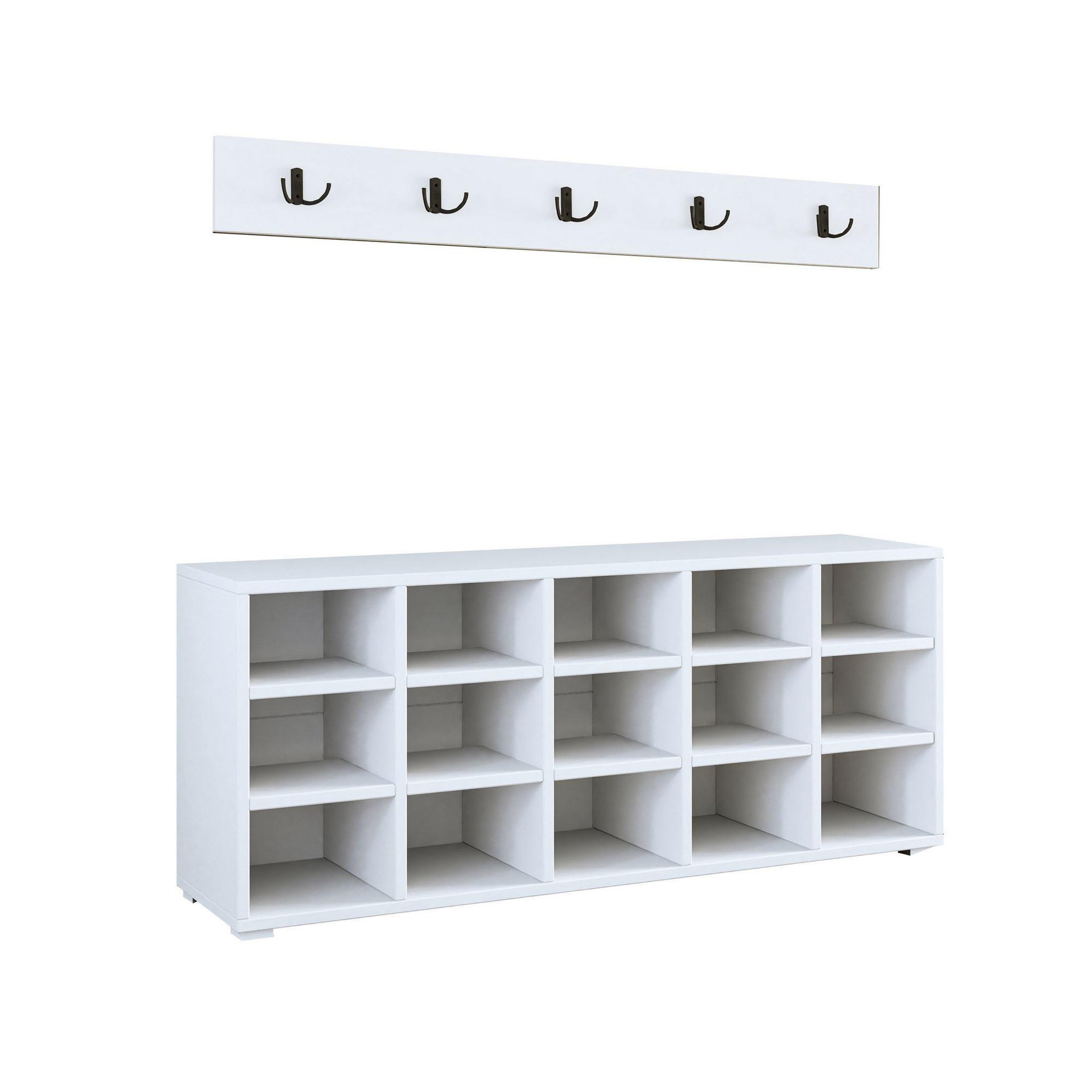 Habitat et Jardin Meuble à chaussures avec porte manteau en bois  talu  - 120 x 30 x 52 cm - blanc
