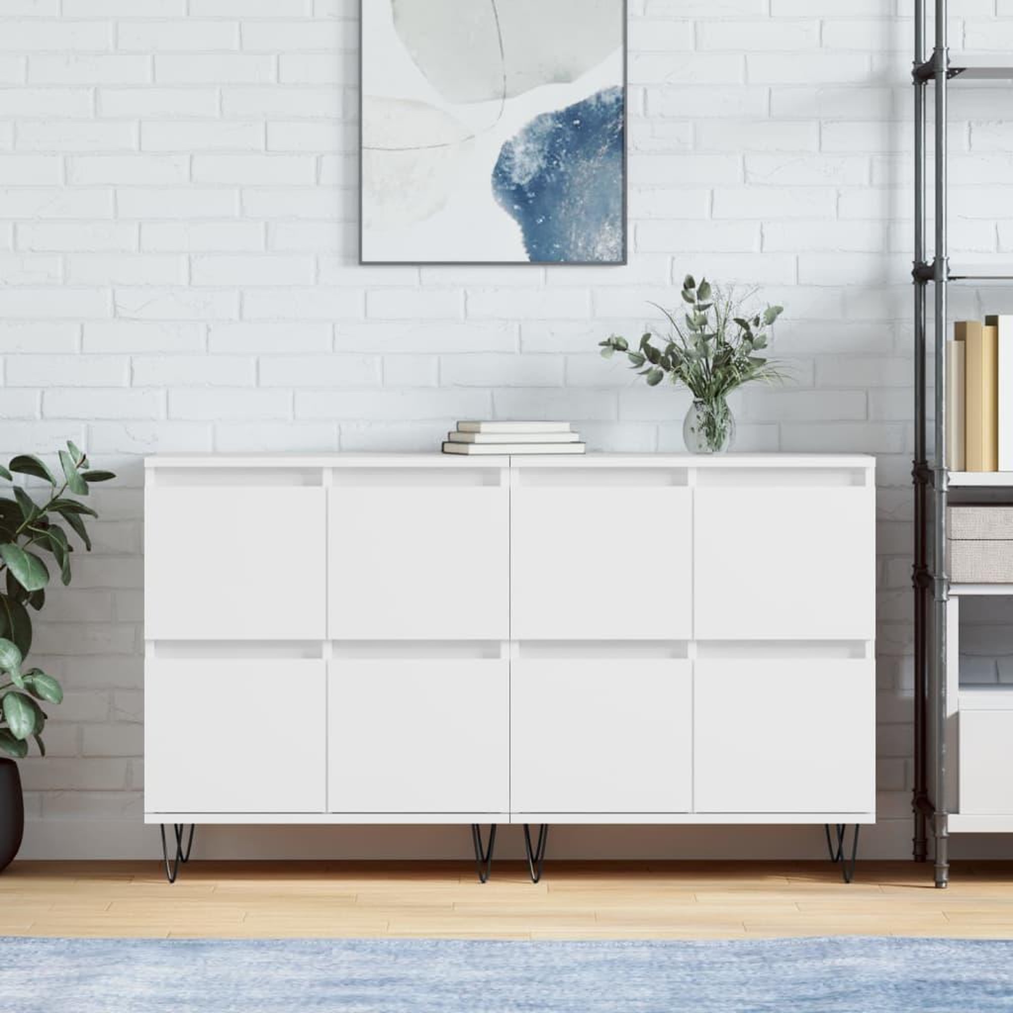 VIDAXL Buffets 2 pcs blanc bois d'ingenierie