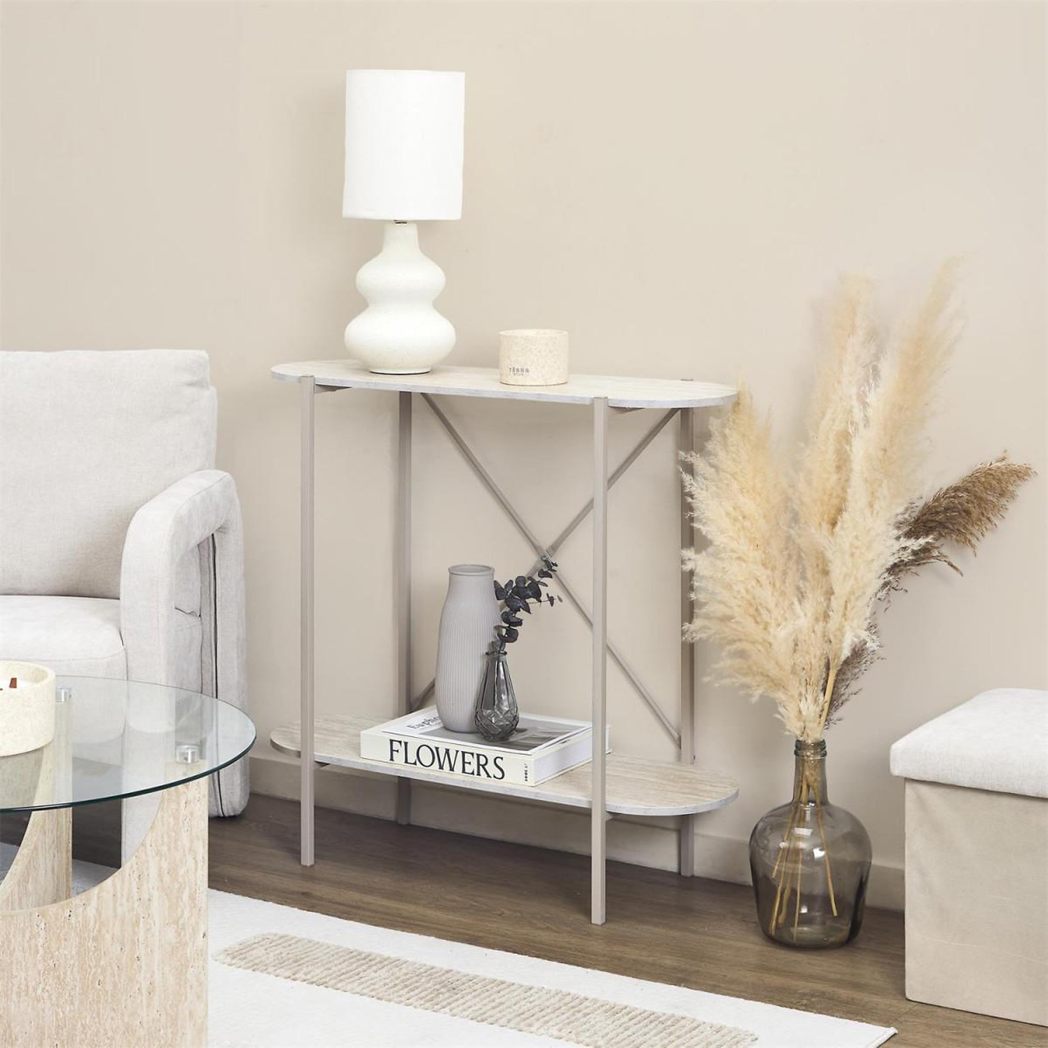 Voir la diapositive 4 : The Home Deco Factory Console avec étagère  terra nova  85cm beige