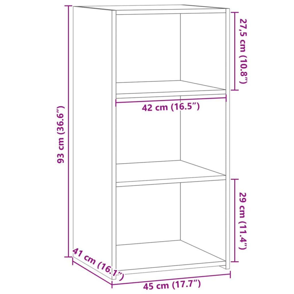 VIDAXL Buffet noir 45x41x93 cm bois d'ingenierie