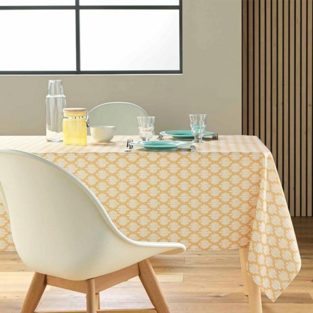 Paris Prix Nappe Antitache Imprimé  Davia  145x240cm Jaune