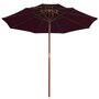 VIDAXL Parasol double avec mat en bois Rouge bordeaux 270 cm