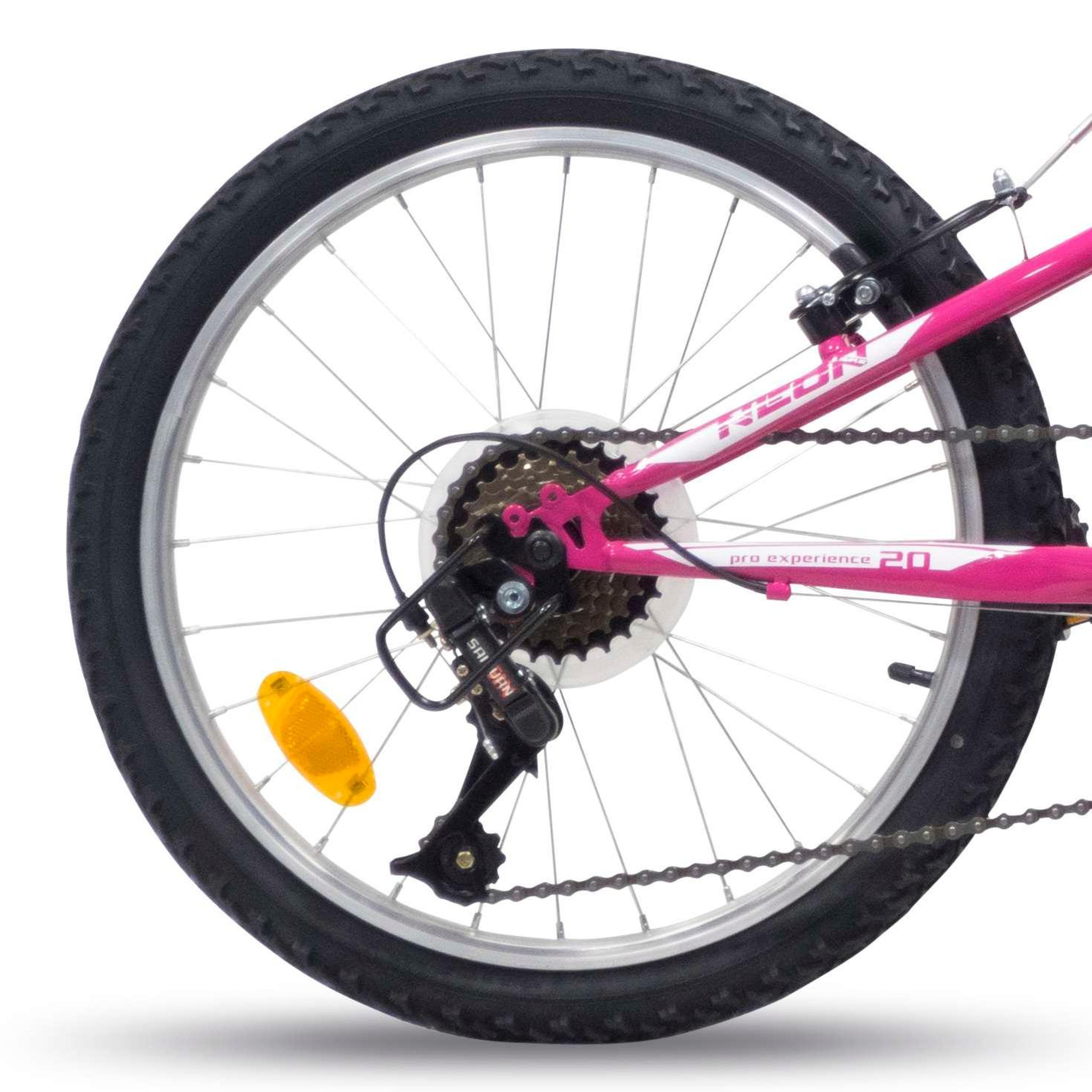 Voir la diapositive 3 : Vélo enfant - VTT 20  Fille - Cadre et fourche rigide en acier - 6 vitesses - Poignée tournante - Freins V-Brake & Jantes en aluminium