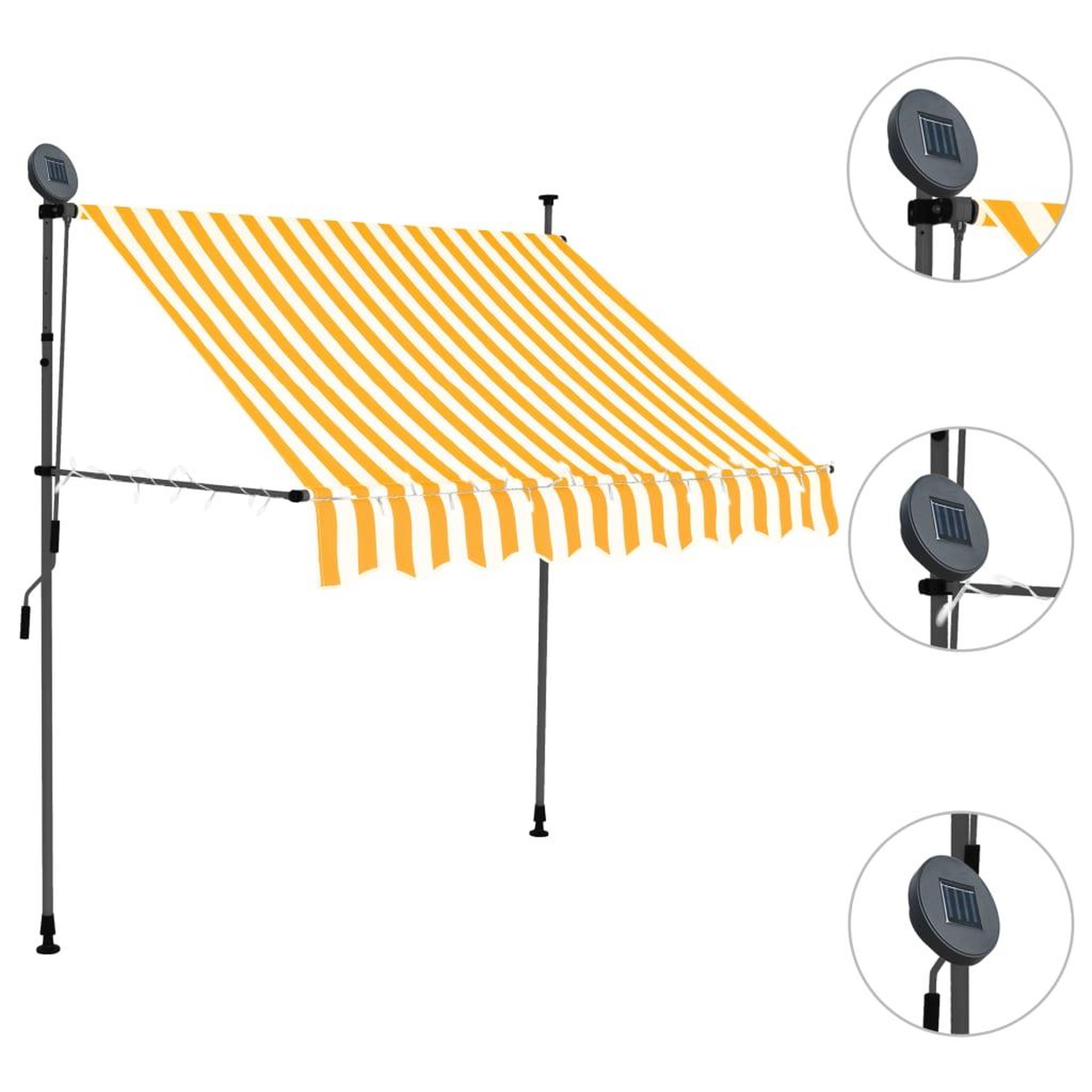 Voir la diapositive 3 : VIDAXL Auvent manuel retractable avec LED 150 cm Blanc et orange