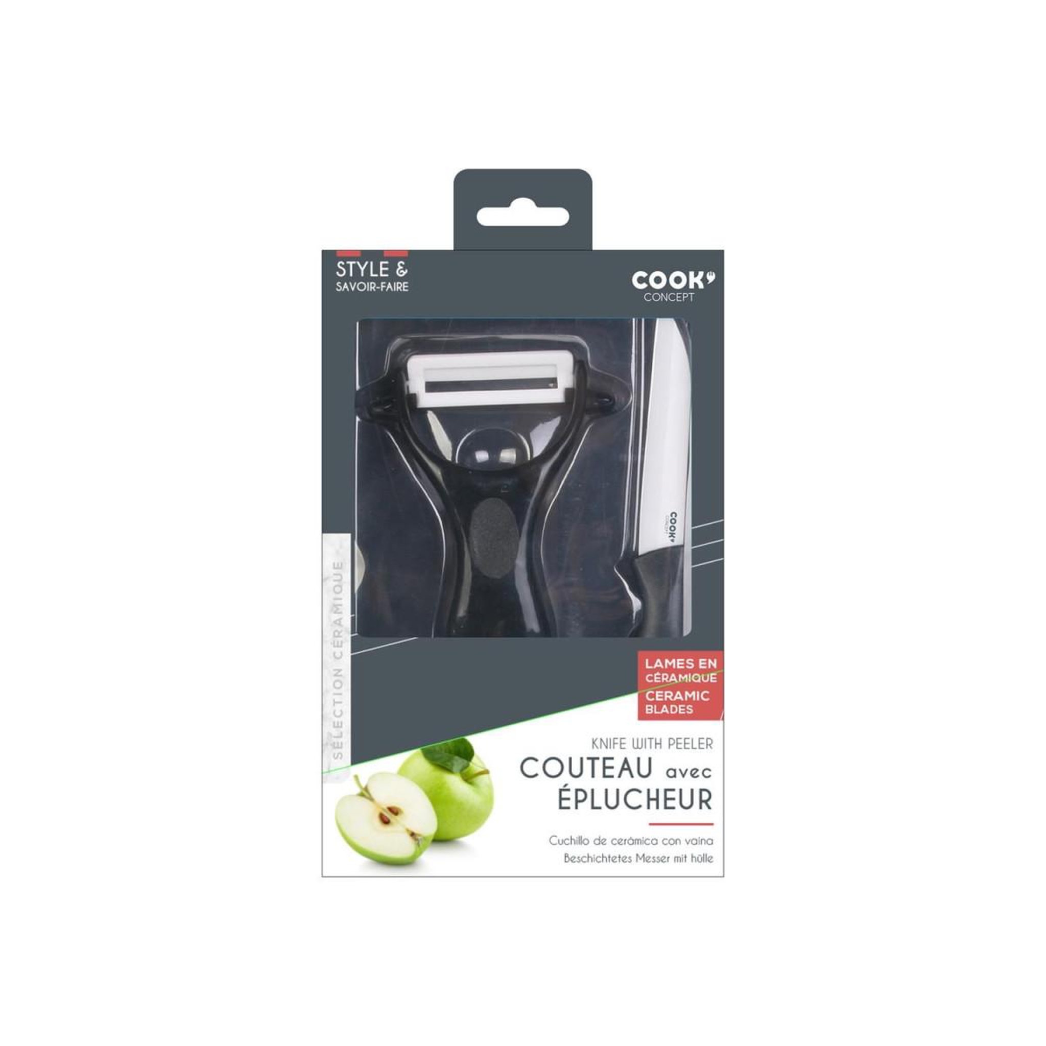 Voir la diapositive 3 : COOK CONCEPT Couteau & Éplucheur  Céramique  16cm Noir