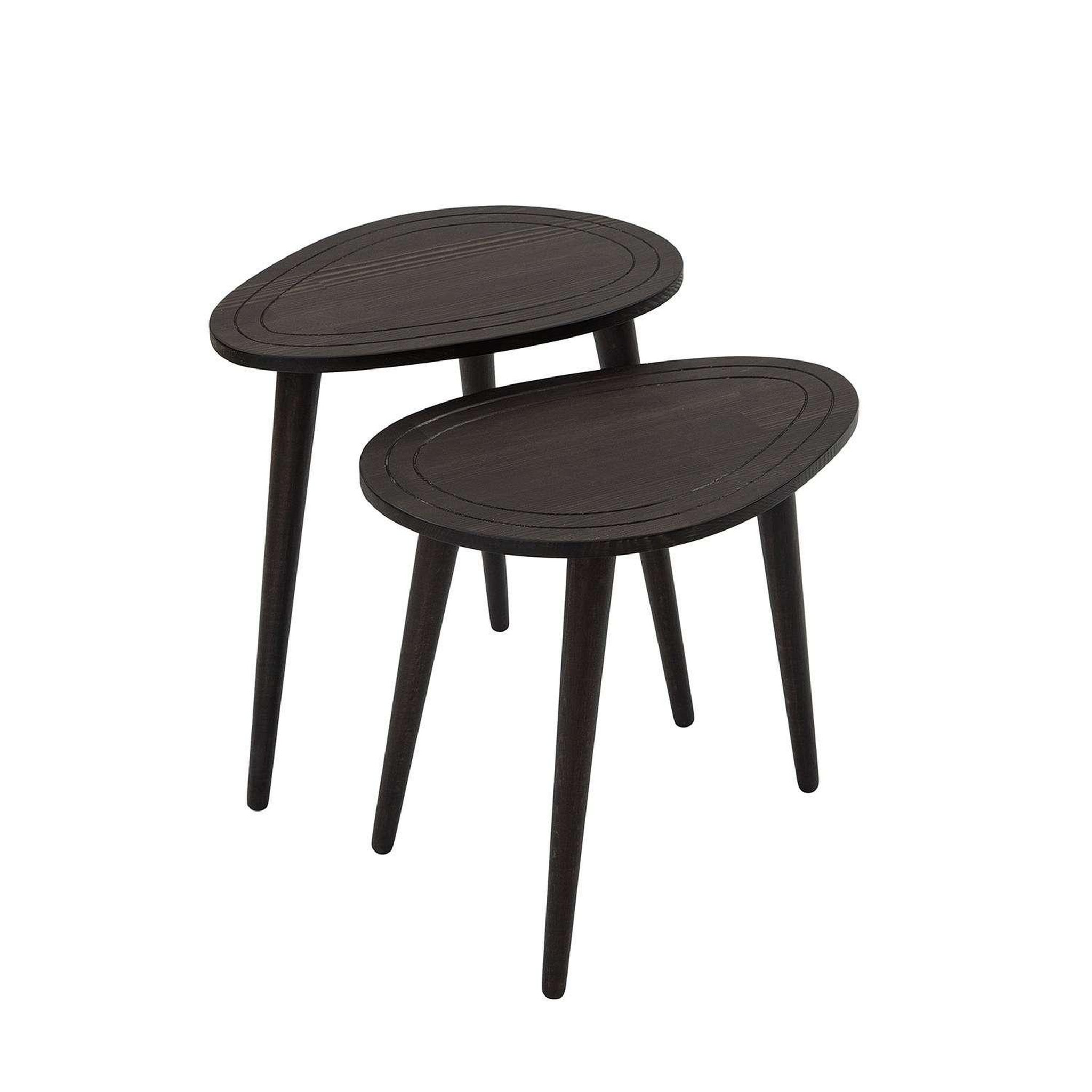 Voir la diapositive 1 : TOILINUX Lot de 2 tables d'appoint théodore en bois massif