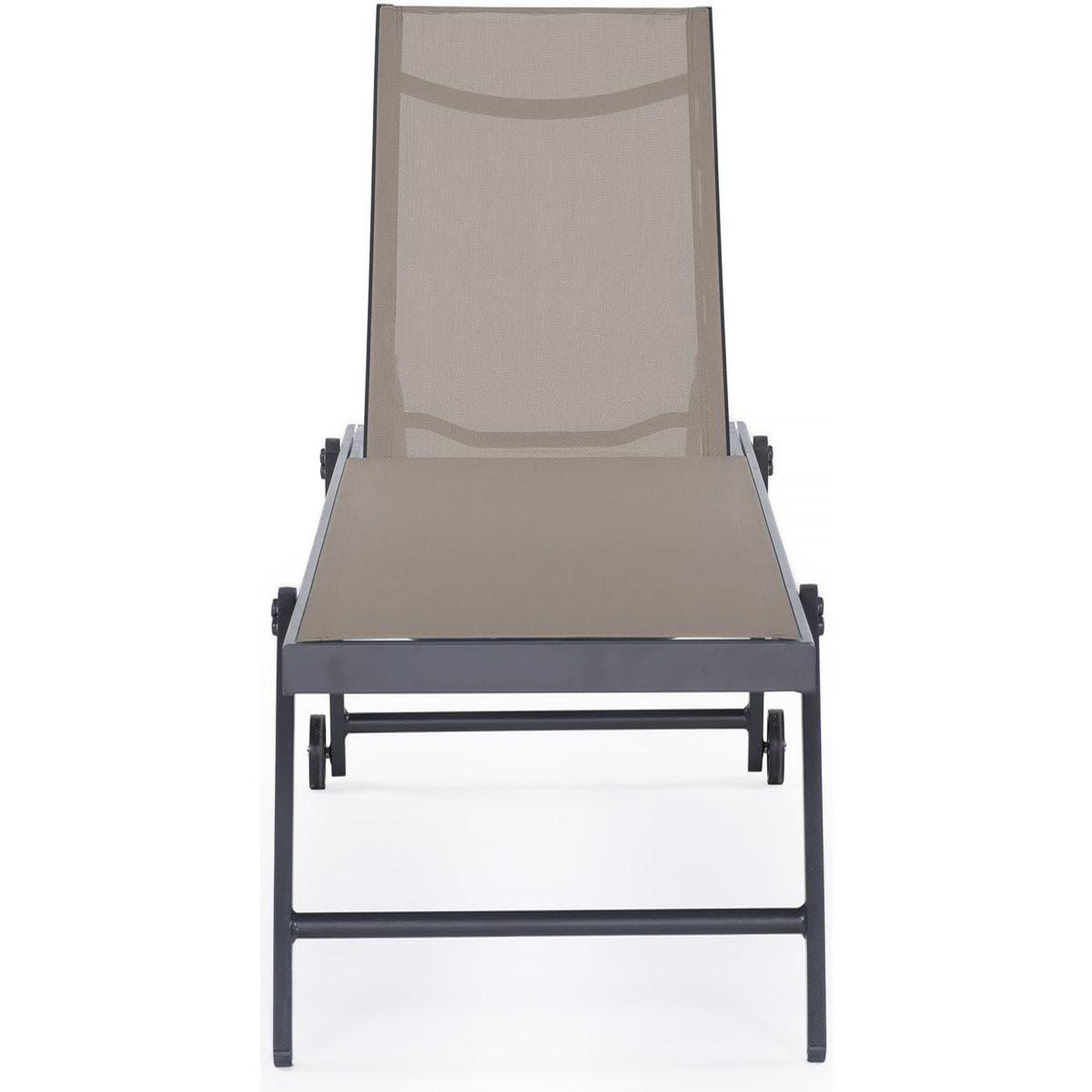 Voir la diapositive 2 : Habitat et Jardin Lot de 2 bains de soleil textilène aluminium  jolia  - gris foncé / taupe
