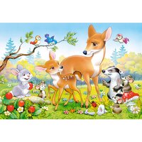Puzzle Enfant - Famille de cerfs et autres animaux - 200 pièces - Dès 8 ans