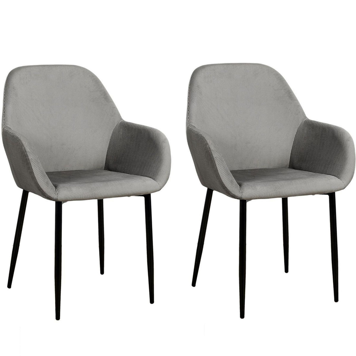 The Home Deco Factory 2 Fauteuils de table design velours Giulia