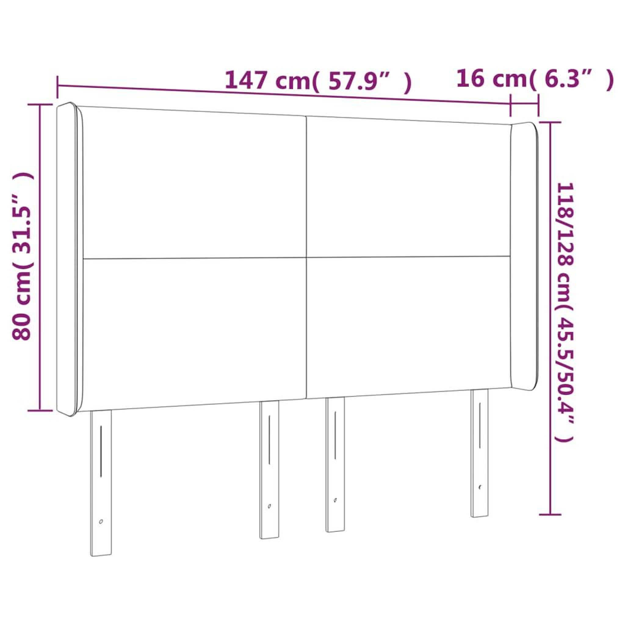 Voir la diapositive 6 : VIDAXL Tete de lit avec oreilles Marron fonce 147x16x118/128 cm Tissu