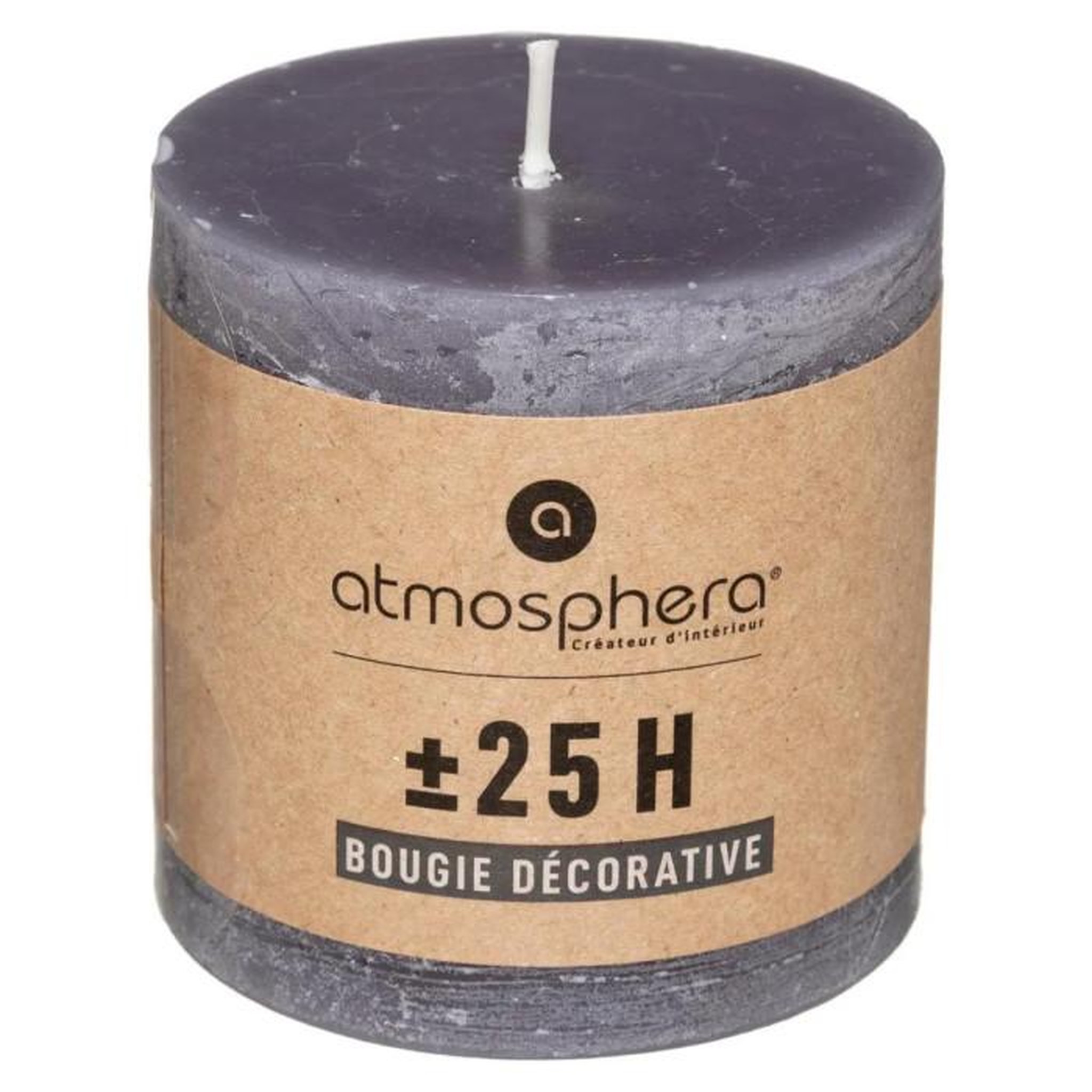Voir la diapositive 2 : COMPTOIR DE LA BOUGIE Bougie ronde  rustic  7cm gris