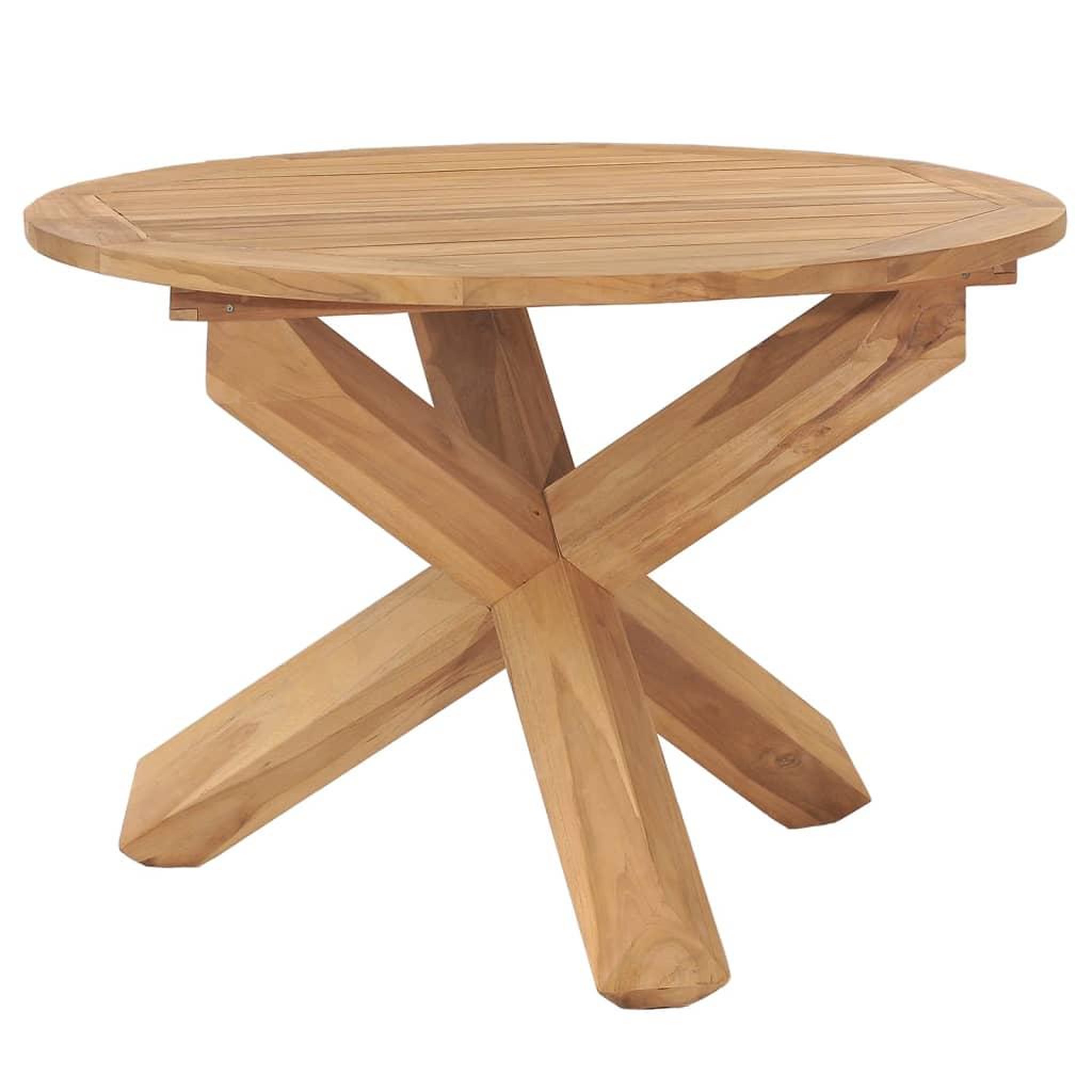 Voir la diapositive 1 : VIDAXL Table a dîner de jardin Ø110x75 cm Bois de teck massif