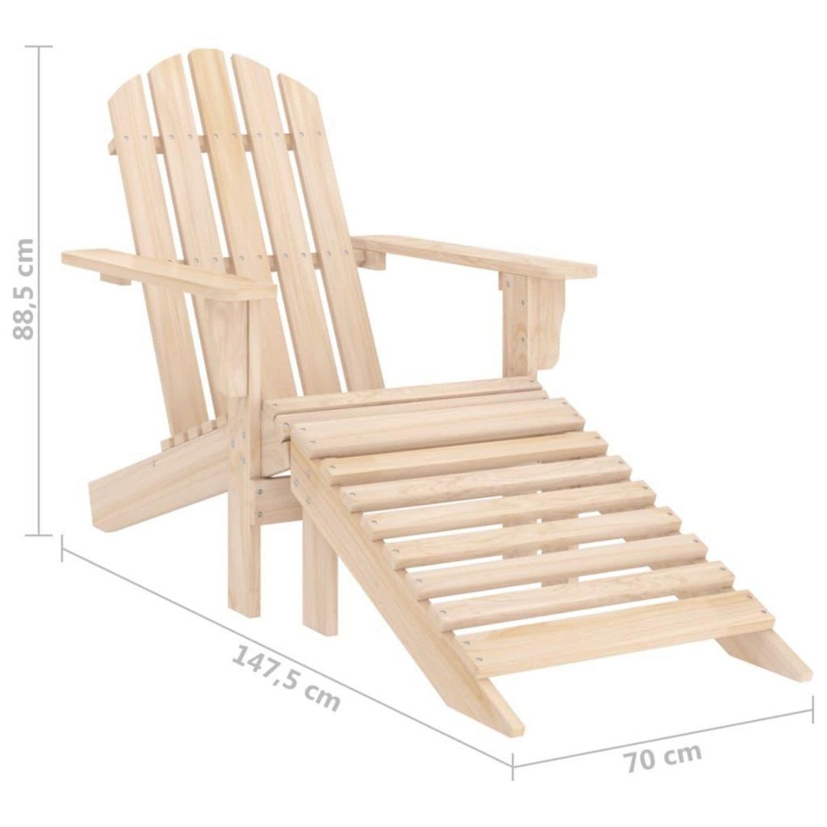 VIDAXL Chaise de jardin Adirondack avec pouf bois de sapin solide