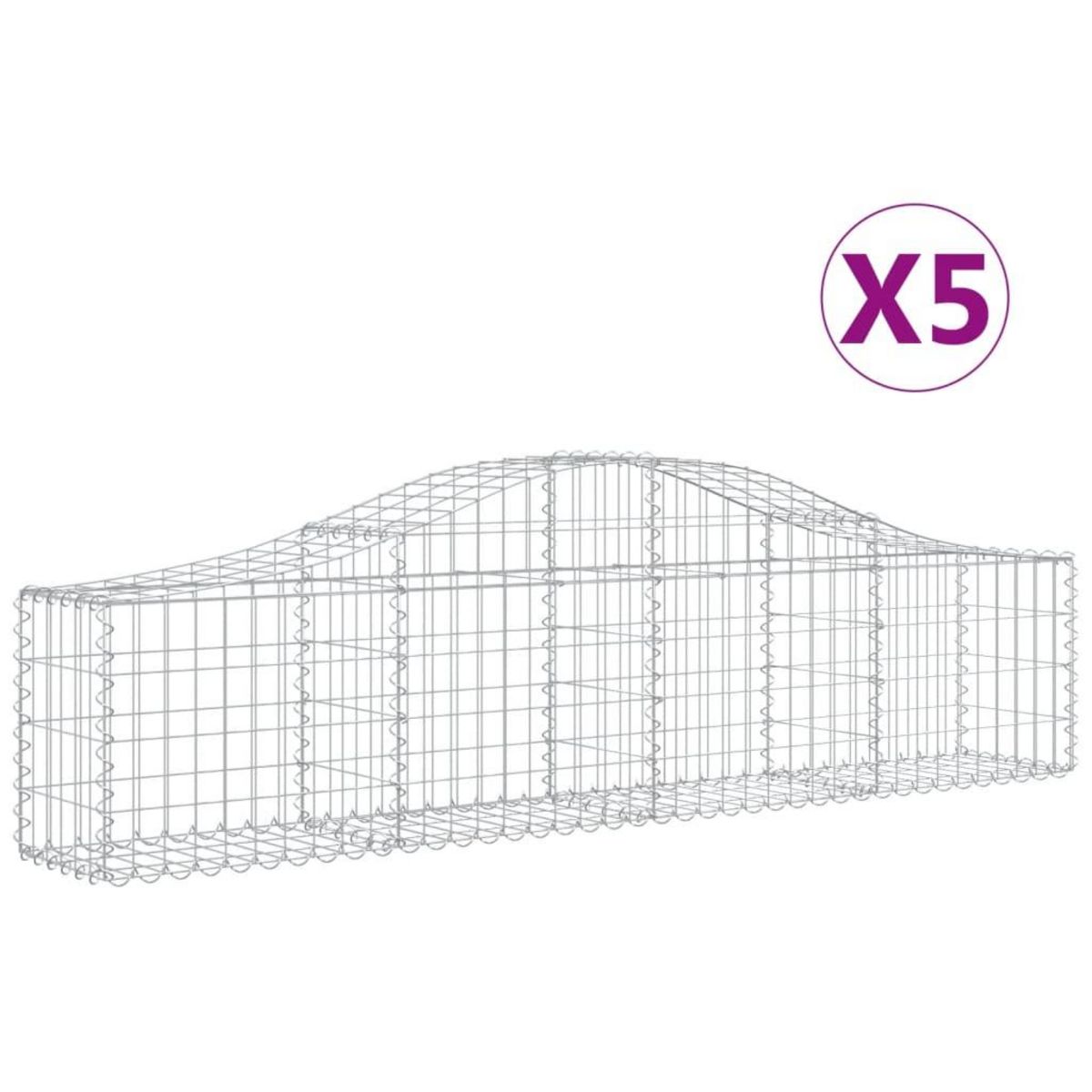VIDAXL Paniers a gabions arques 5 pcs 200x30x40/60 cm Fer galvanise