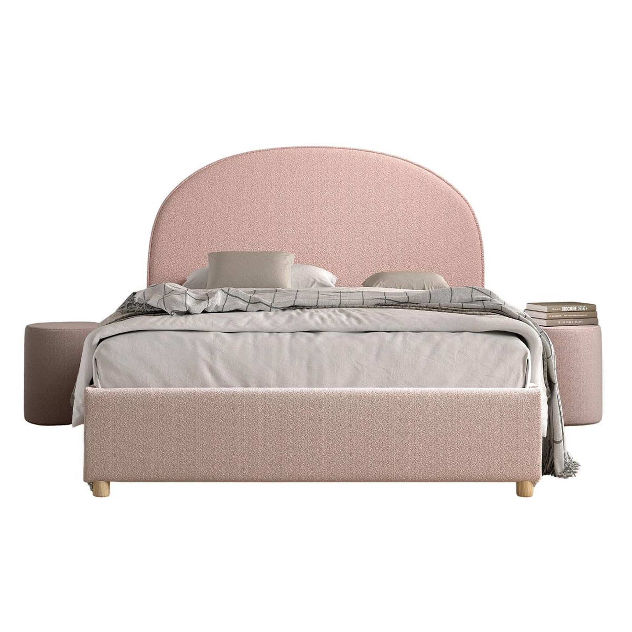 Paris Prix Pack - lit coffre adulte & 2 poufs  moon  140x200cm rose
