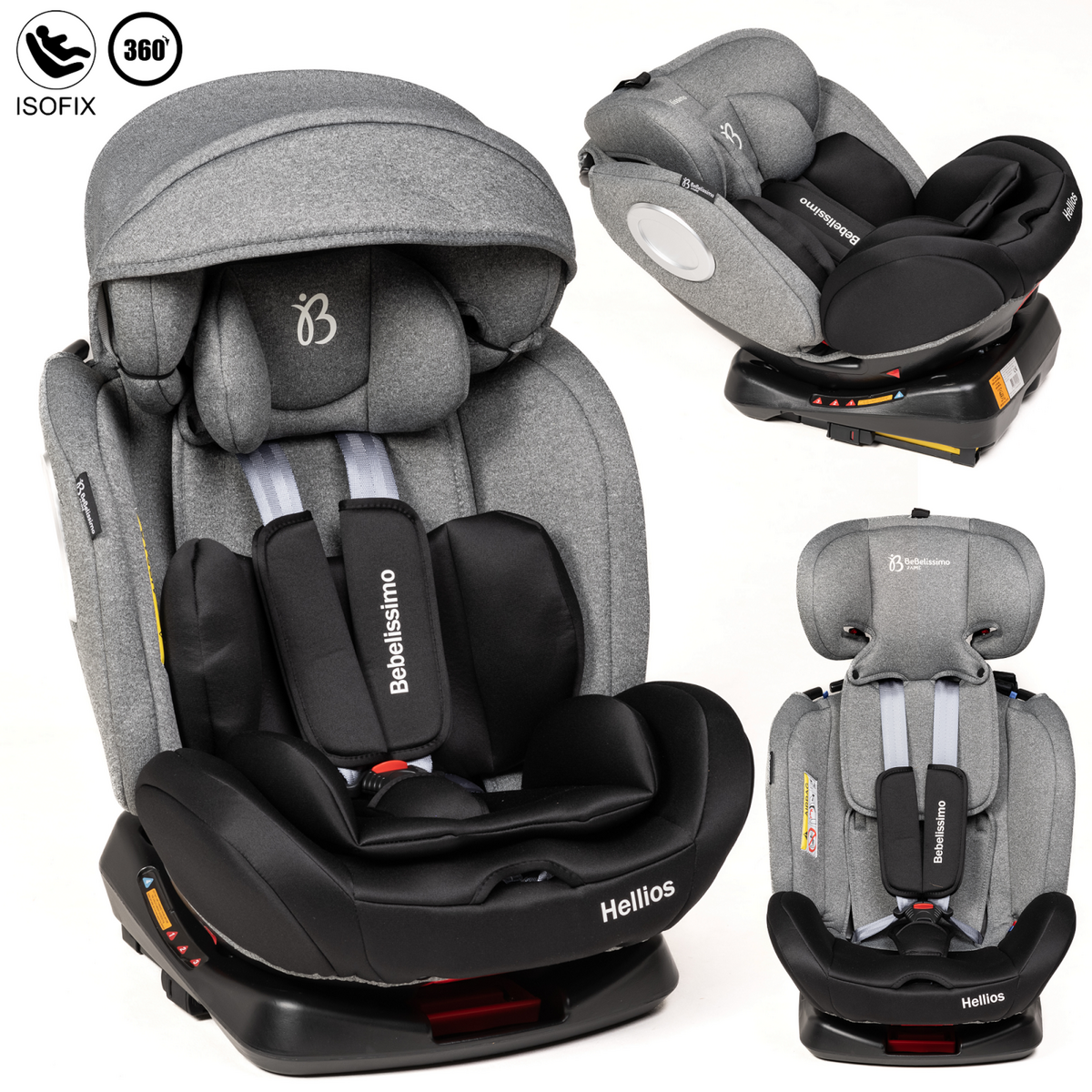 Siège auto bébé ISOFIX groupe 0+/1/2 (0-36 kg) Lyra Lorelli noir/gris