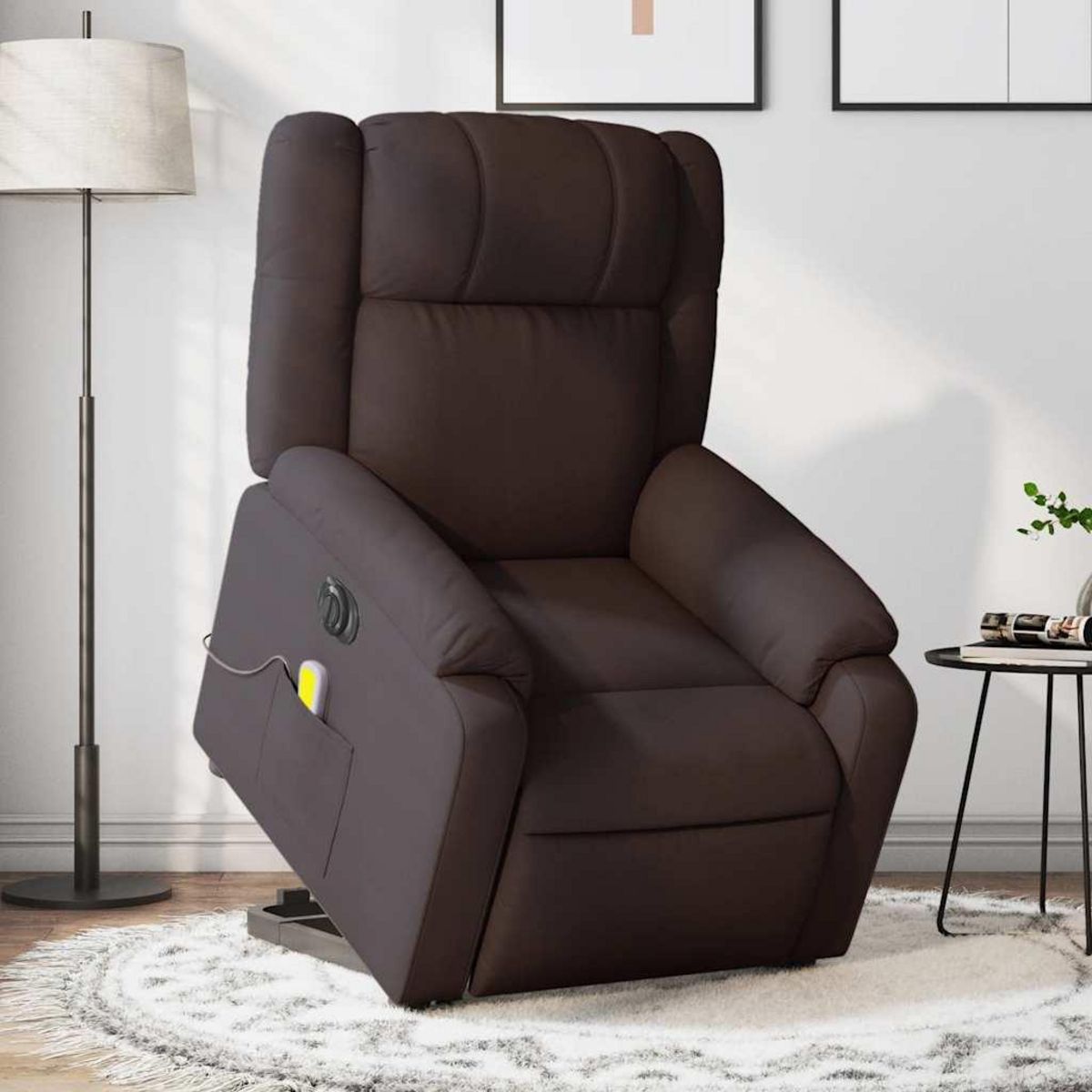 VIDAXL Fauteuil inclinable de massage electrique Marron fonce Tissu