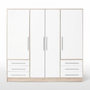 Voir la diapositive 3 : MARKET24 Armoire 4 portes battantes + 6 tiroirs - Chene et blanc - L 206 x P 60 x H 200 cm - JUPITER