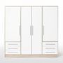 Voir la diapositive 3 : MARKET24 Armoire 4 portes battantes + 6 tiroirs - Chene et blanc - L 206 x P 60 x H 200 cm - JUPITER