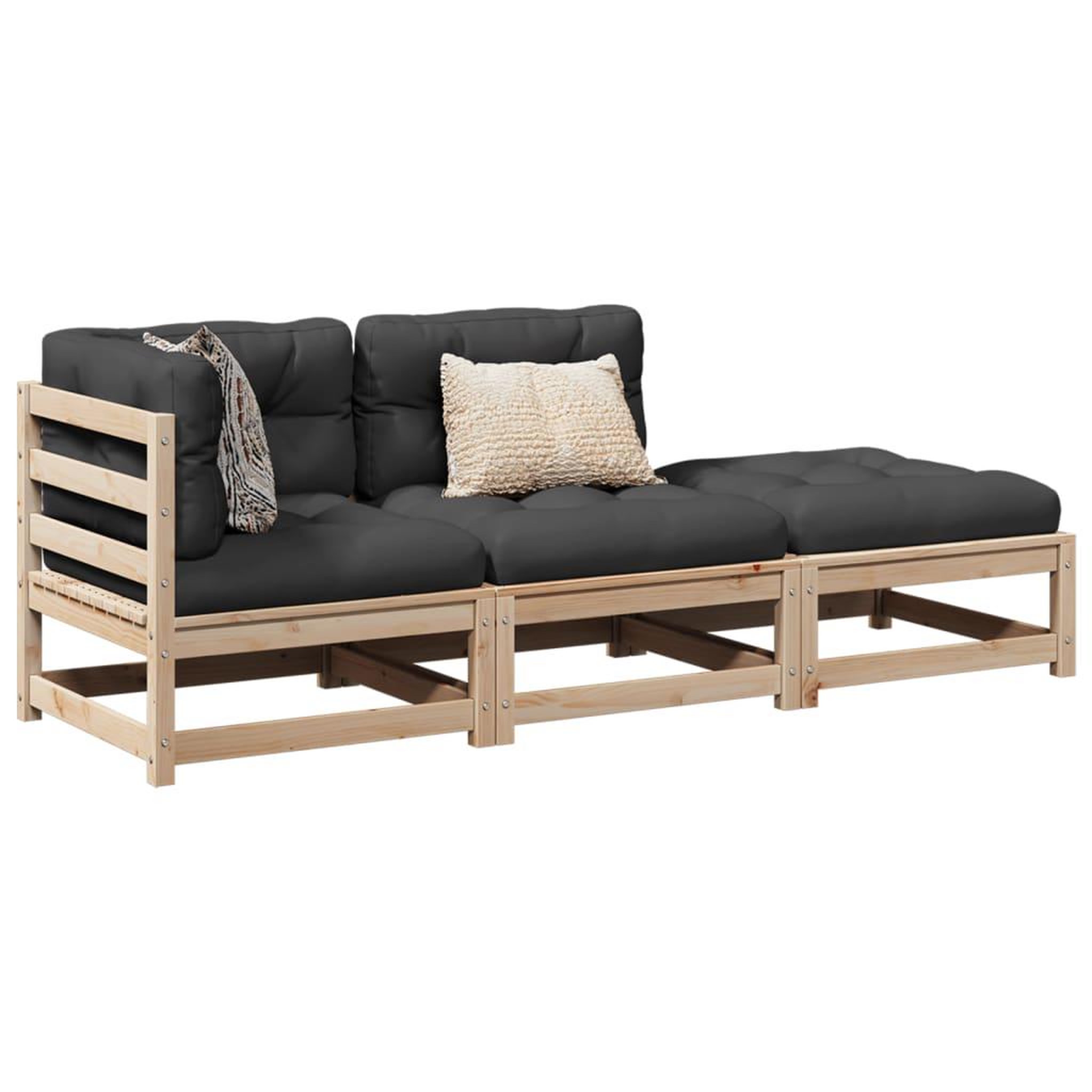 VIDAXL Salon de jardin 3 pcs avec coussins bois de pin massif