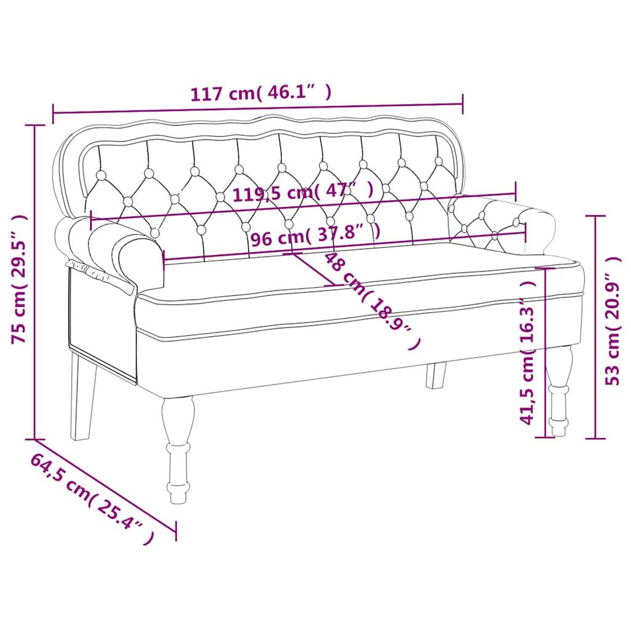 Voir la diapositive 6 : VIDAXL Banc avec dossier gris fonce 119,5x64,5x75 cm velours