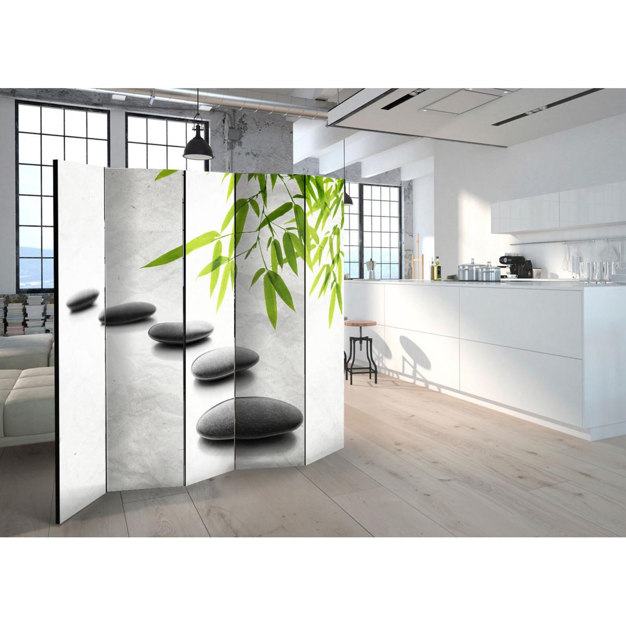Voir la diapositive 2 : Paris Prix Paravent 5 volets  zen stones  172x225cm